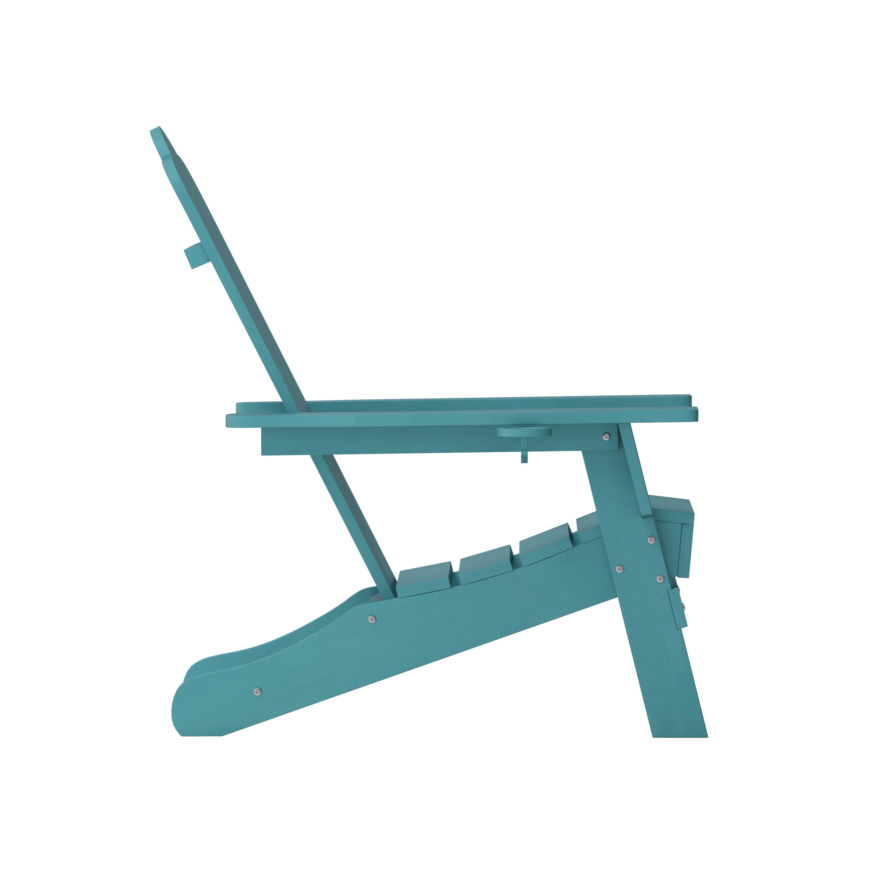 Newport Adirondack Chair with Cup Holder, Weather Resistant HDPE Adirondack Chair in Blue