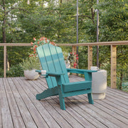Newport Adirondack Chair with Cup Holder, Weather Resistant HDPE Adirondack Chair in Blue