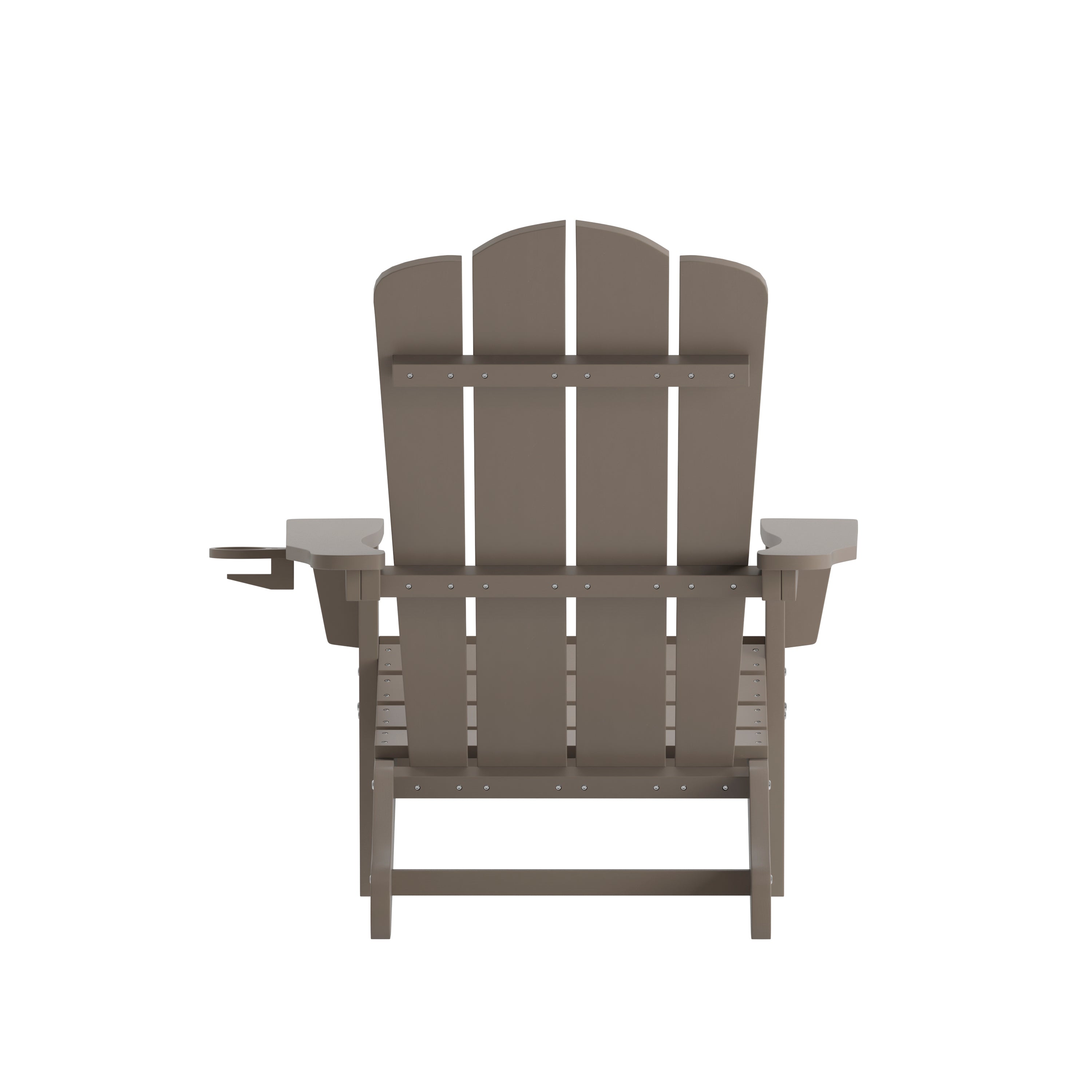 Newport Adirondack Chair with Cup Holder, Weather Resistant HDPE Adirondack Chair in Brown