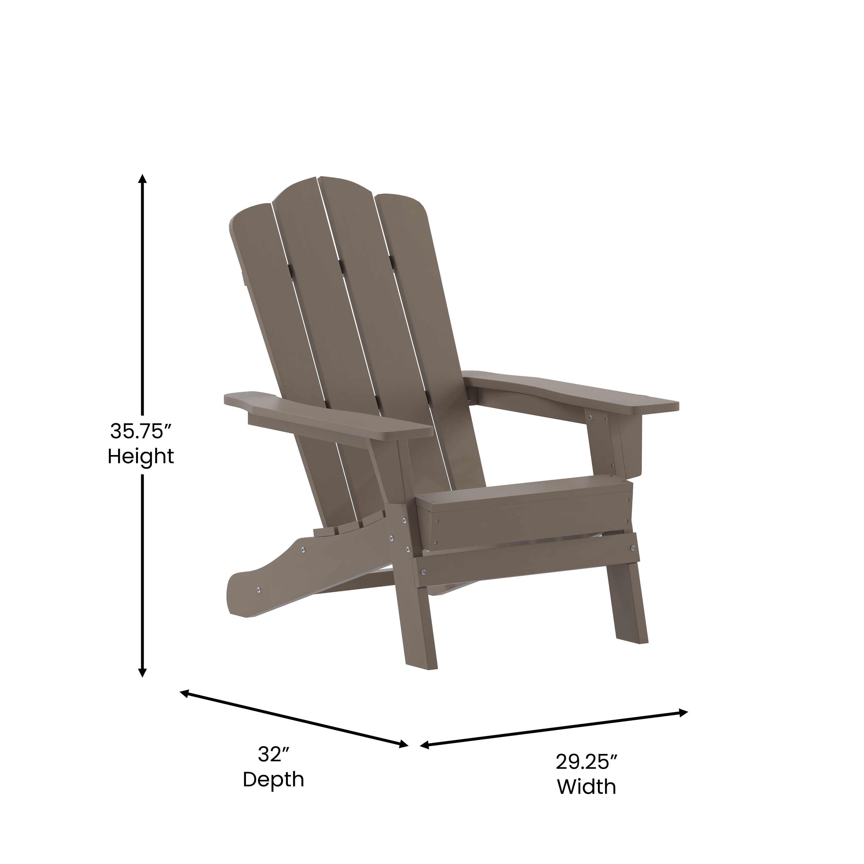 Newport Adirondack Chair with Cup Holder, Weather Resistant HDPE Adirondack Chair in Brown