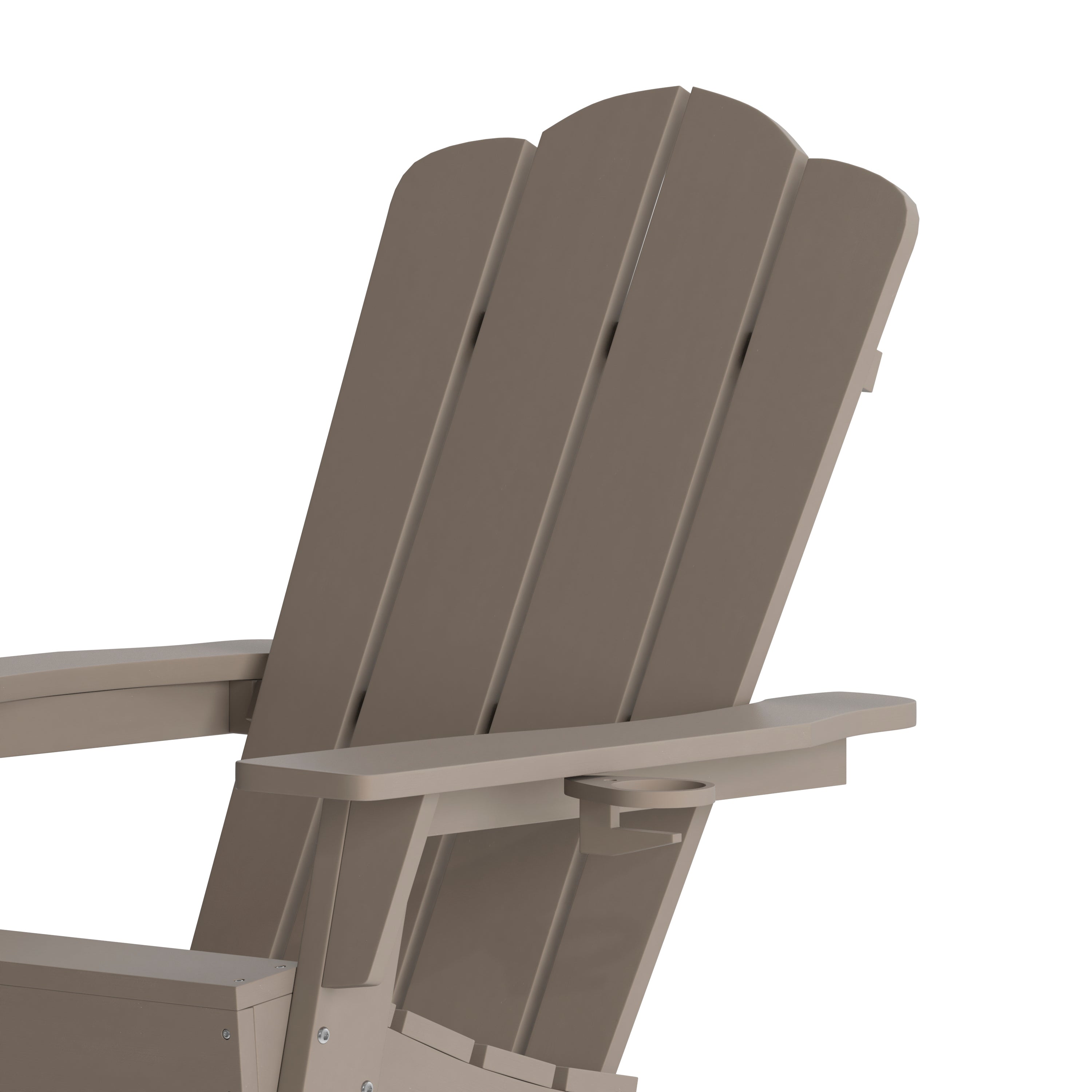 Newport Adirondack Chair with Cup Holder, Weather Resistant HDPE Adirondack Chair in Brown