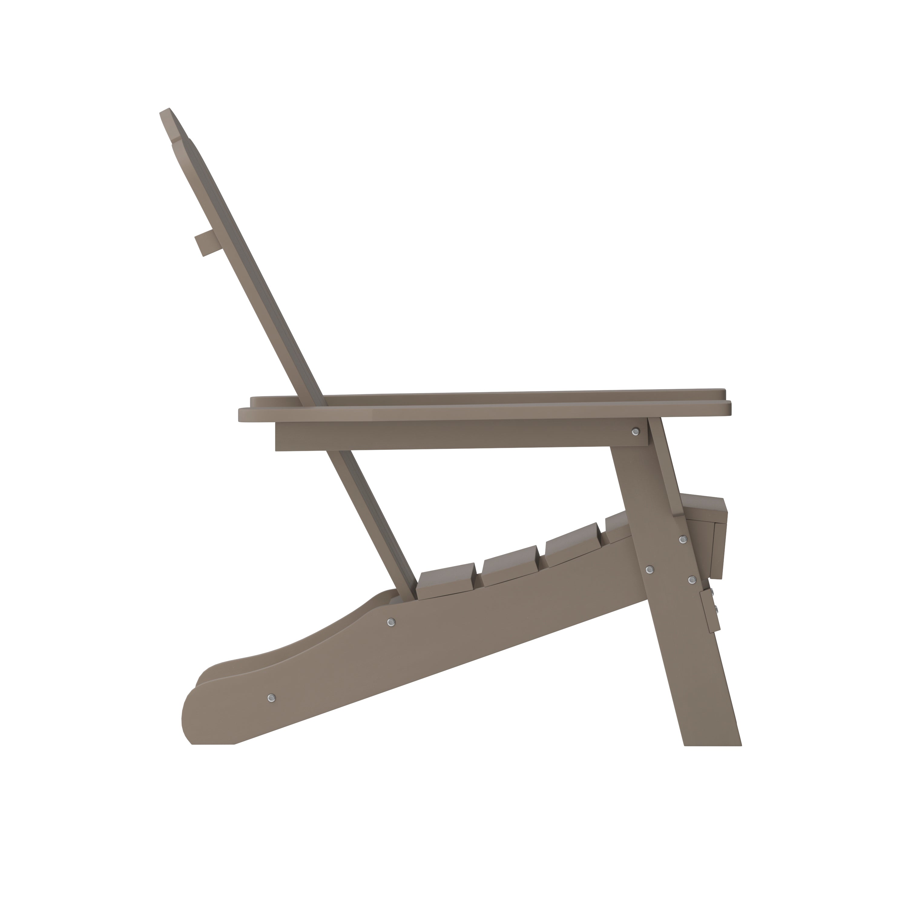 Newport Adirondack Chair with Cup Holder, Weather Resistant HDPE Adirondack Chair in Brown