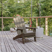 Newport Adirondack Chair with Cup Holder, Weather Resistant HDPE Adirondack Chair in Brown