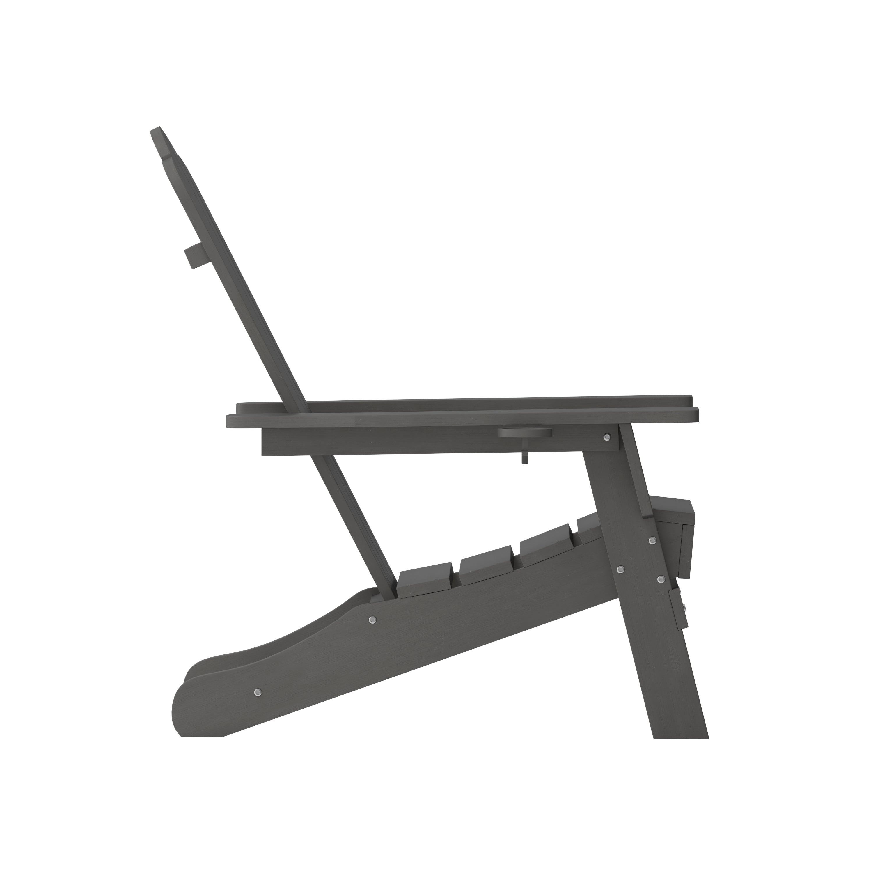 Newport Adirondack Chair with Cup Holder, Weather Resistant HDPE Adirondack Chair in Gray