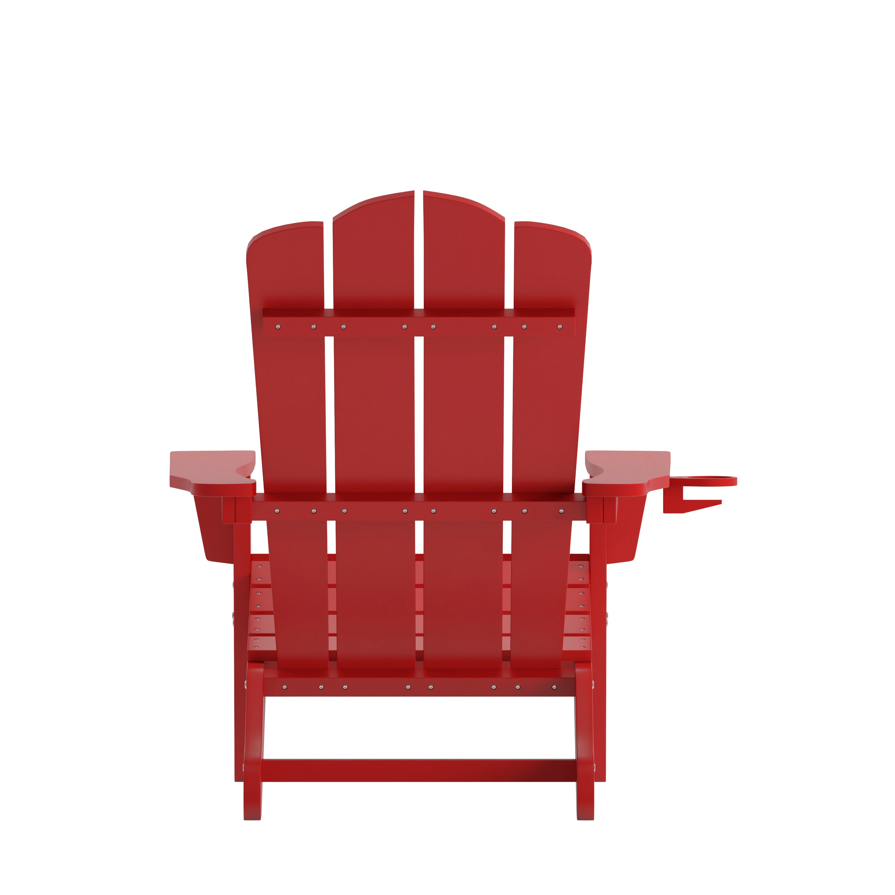 Newport Adirondack Chair with Cup Holder, Weather Resistant HDPE Adirondack Chair in Red