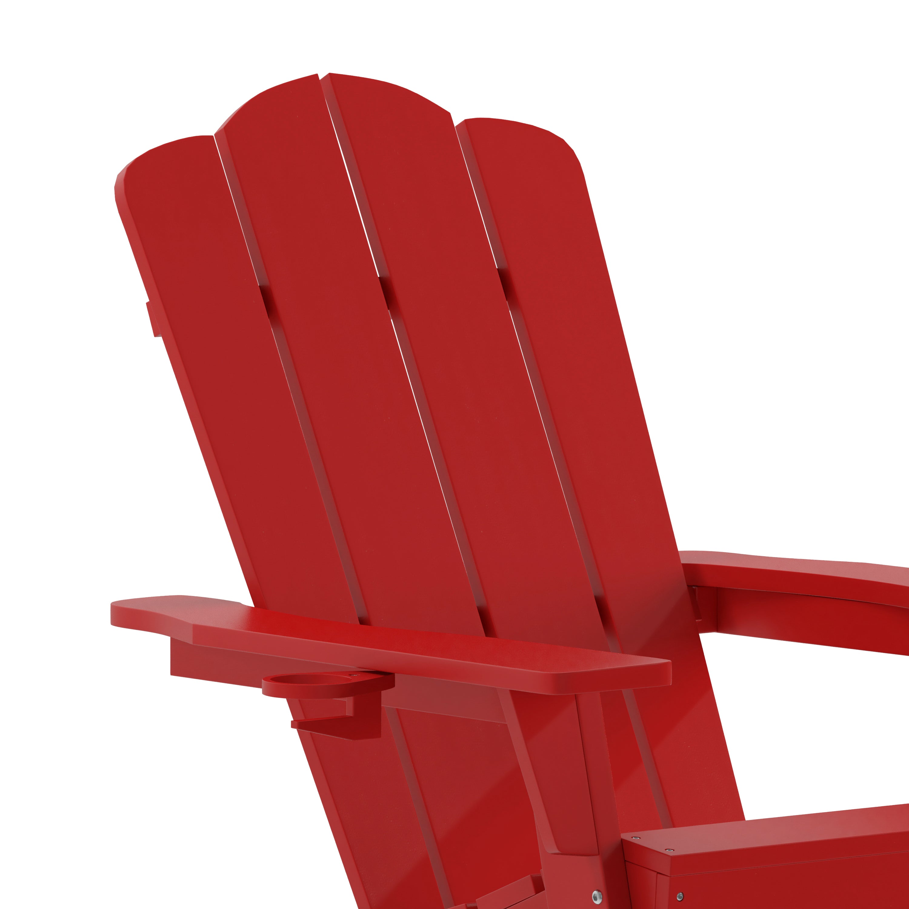 Newport Adirondack Chair with Cup Holder, Weather Resistant HDPE Adirondack Chair in Red