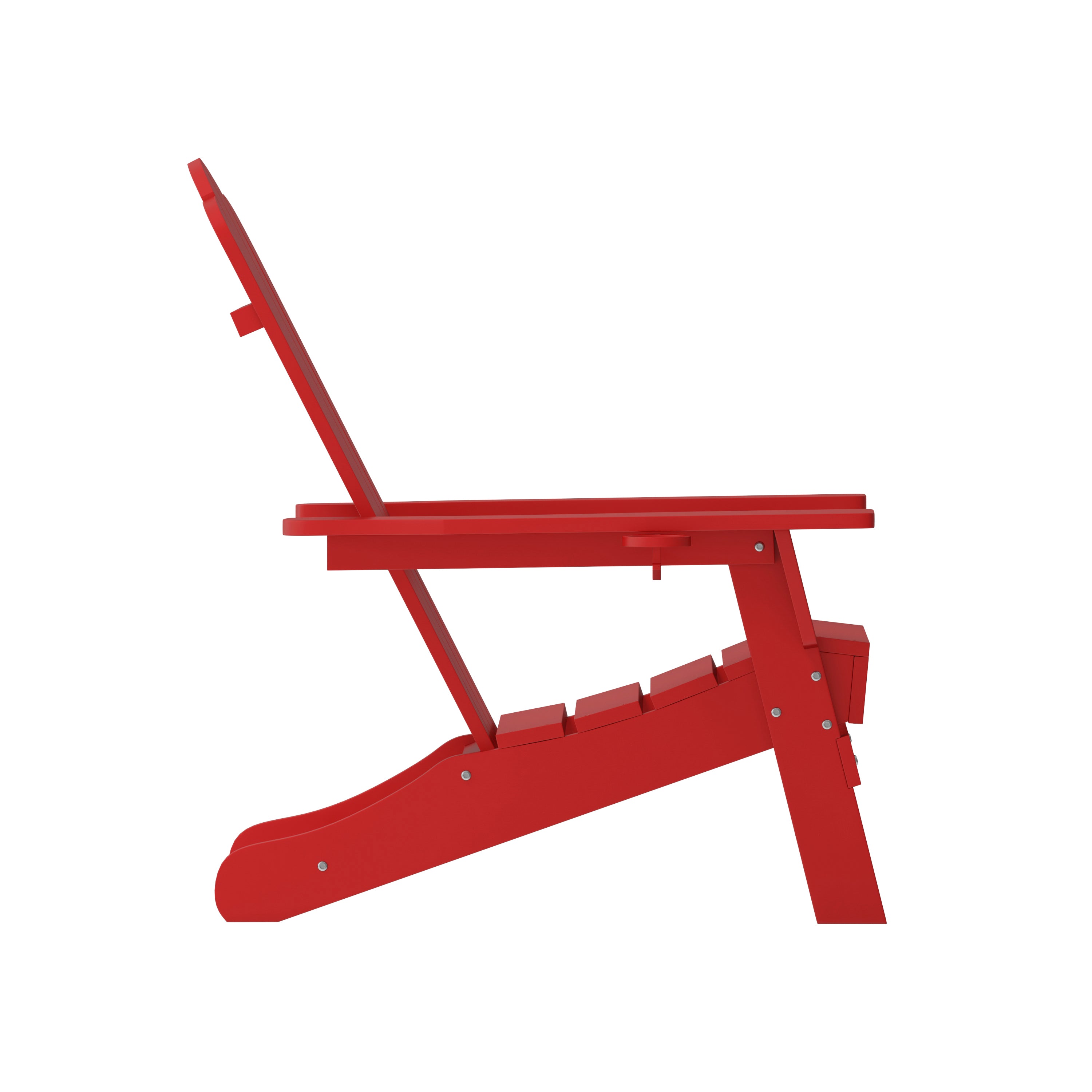 Newport Adirondack Chair with Cup Holder, Weather Resistant HDPE Adirondack Chair in Red