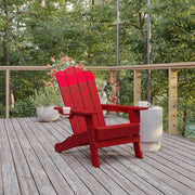 Newport Adirondack Chair with Cup Holder, Weather Resistant HDPE Adirondack Chair in Red