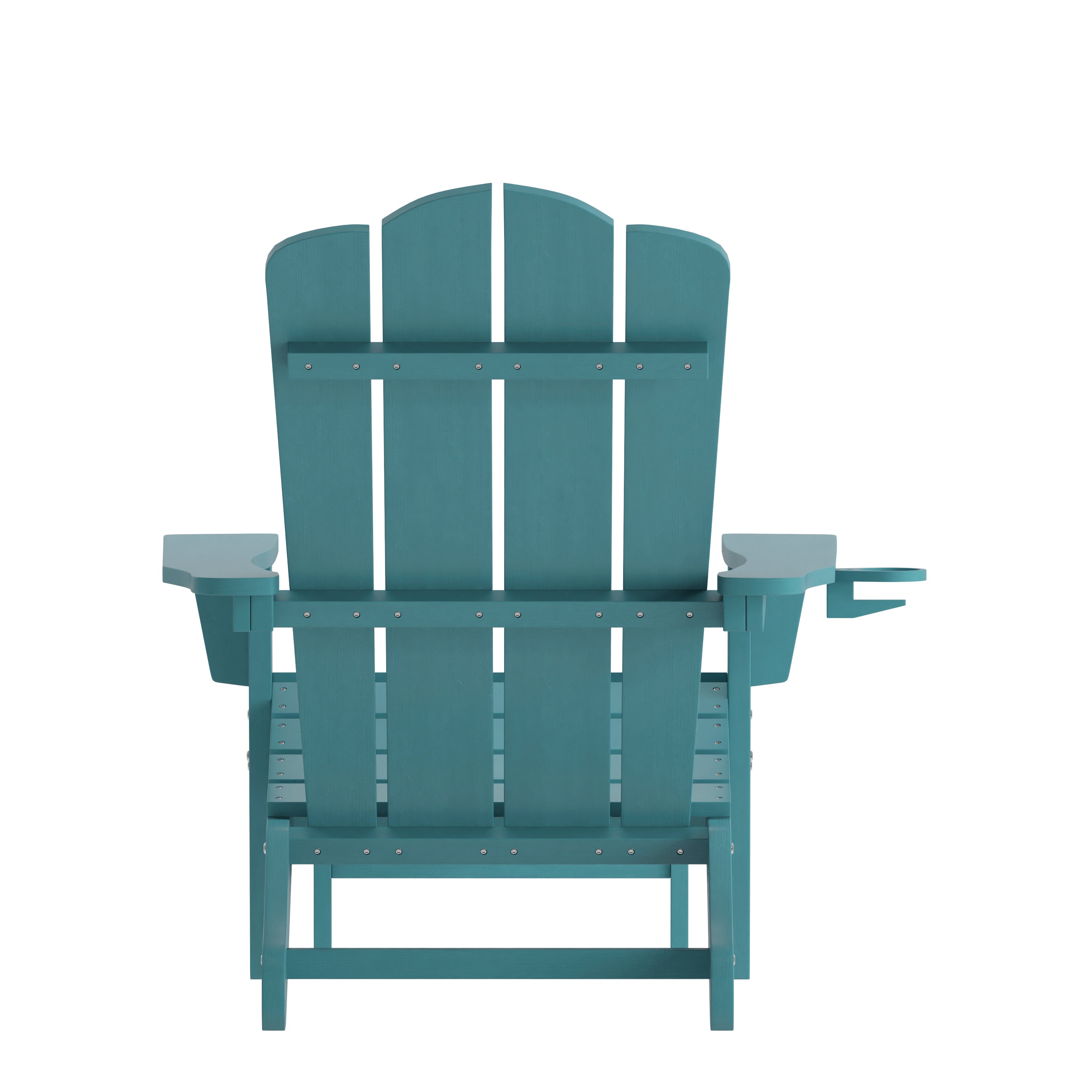 Newport HDPE Adirondack Chair with Cup Holder and Pull Out Ottoman, All-Weather HDPE Indoor/Outdoor Lounge Chair in Blue