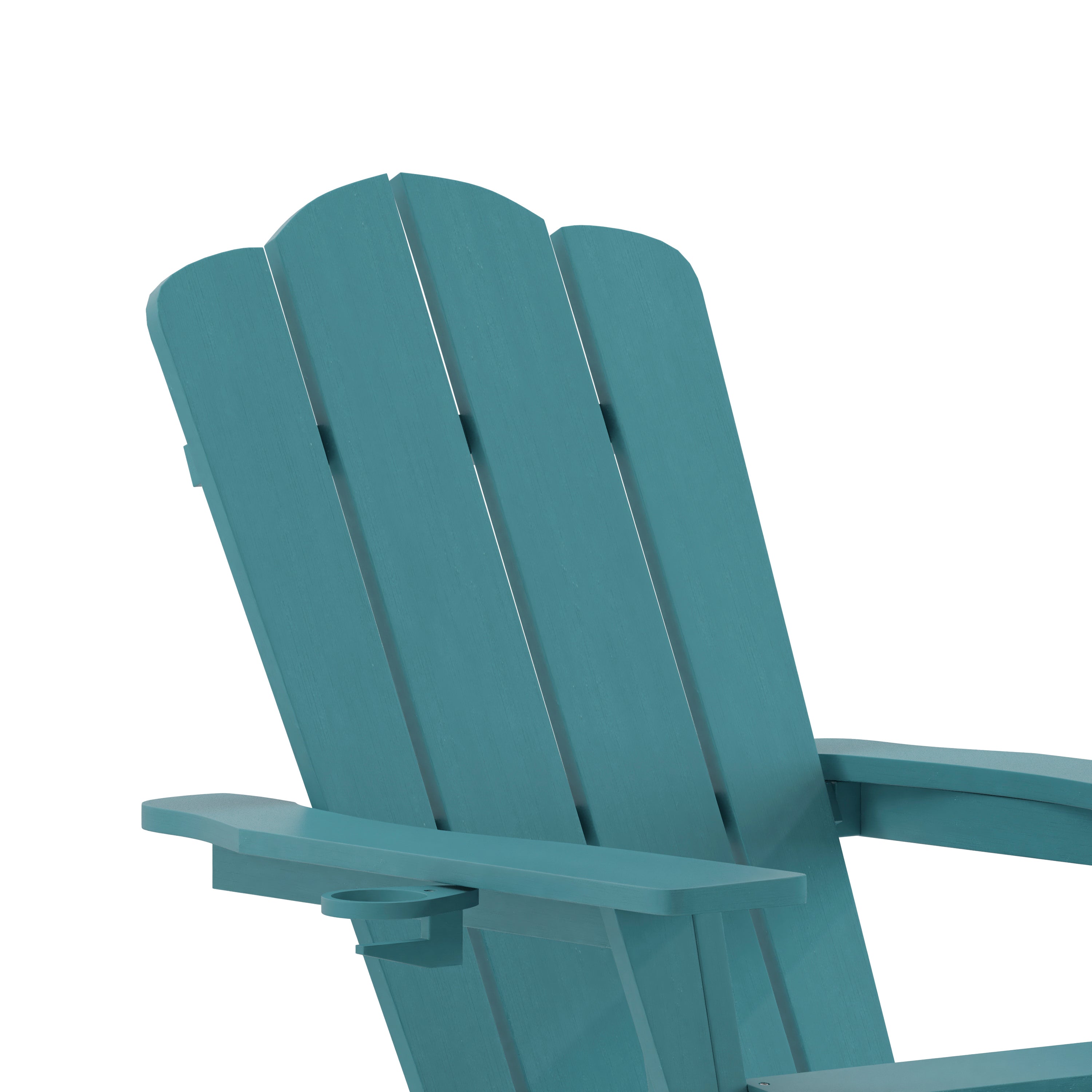 Newport HDPE Adirondack Chair with Cup Holder and Pull Out Ottoman, All-Weather HDPE Indoor/Outdoor Lounge Chair in Blue