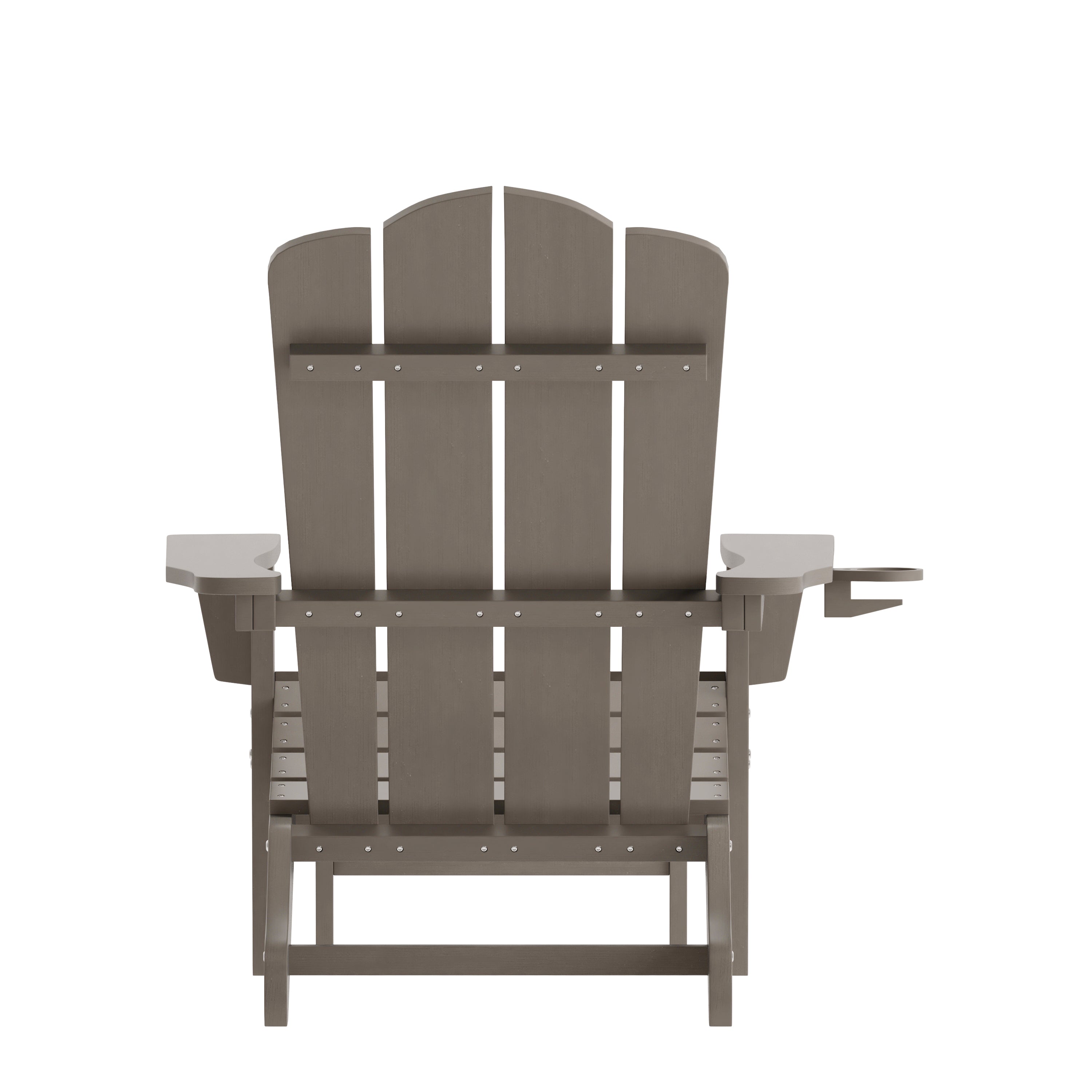 Newport HDPE Adirondack Chair with Cup Holder and Pull Out Ottoman, All-Weather HDPE Indoor/Outdoor Lounge Chair in Brown