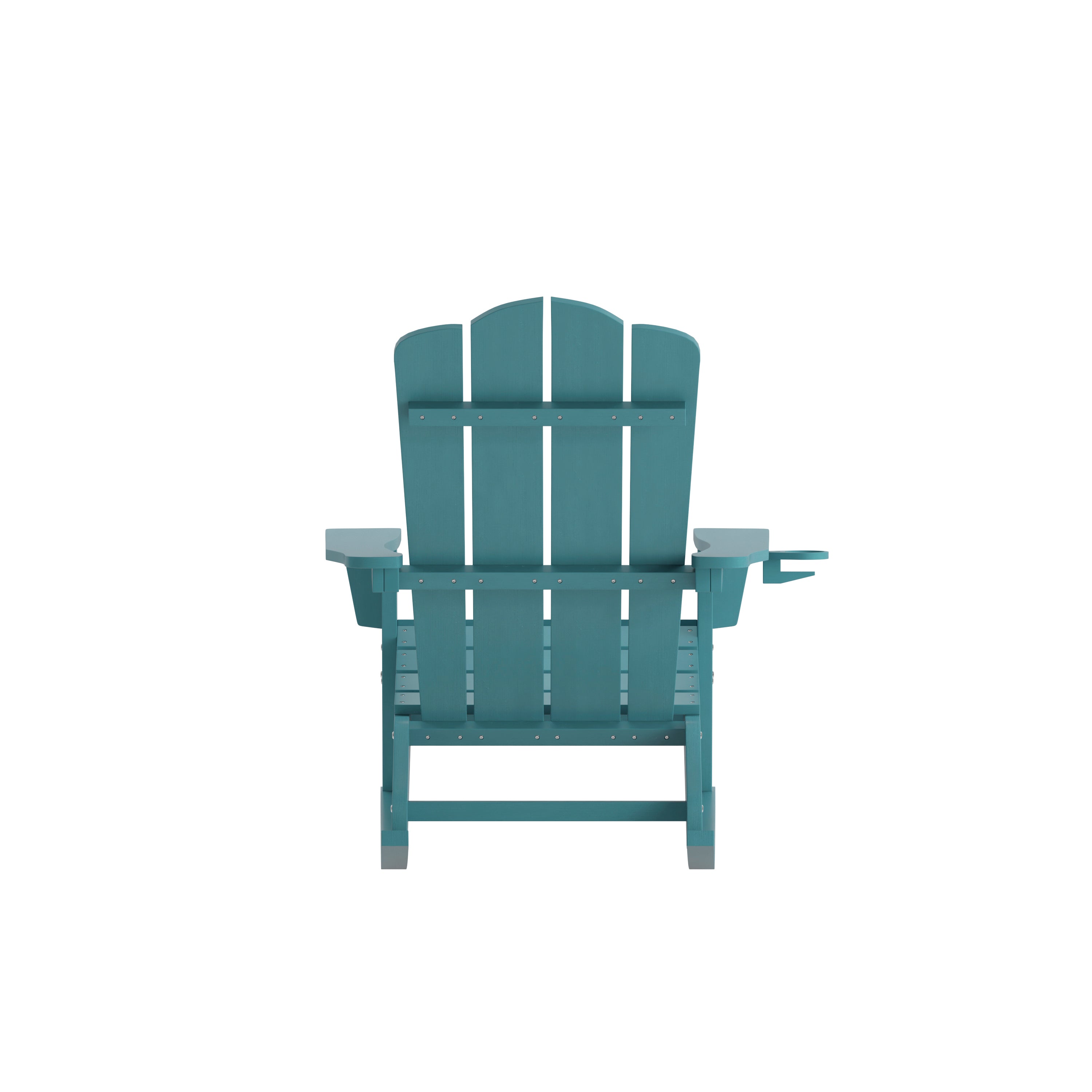 Newport Adirondack Rocking Chair with Cup Holder, Weather Resistant HDPE Adirondack Rocking Chair in Blue