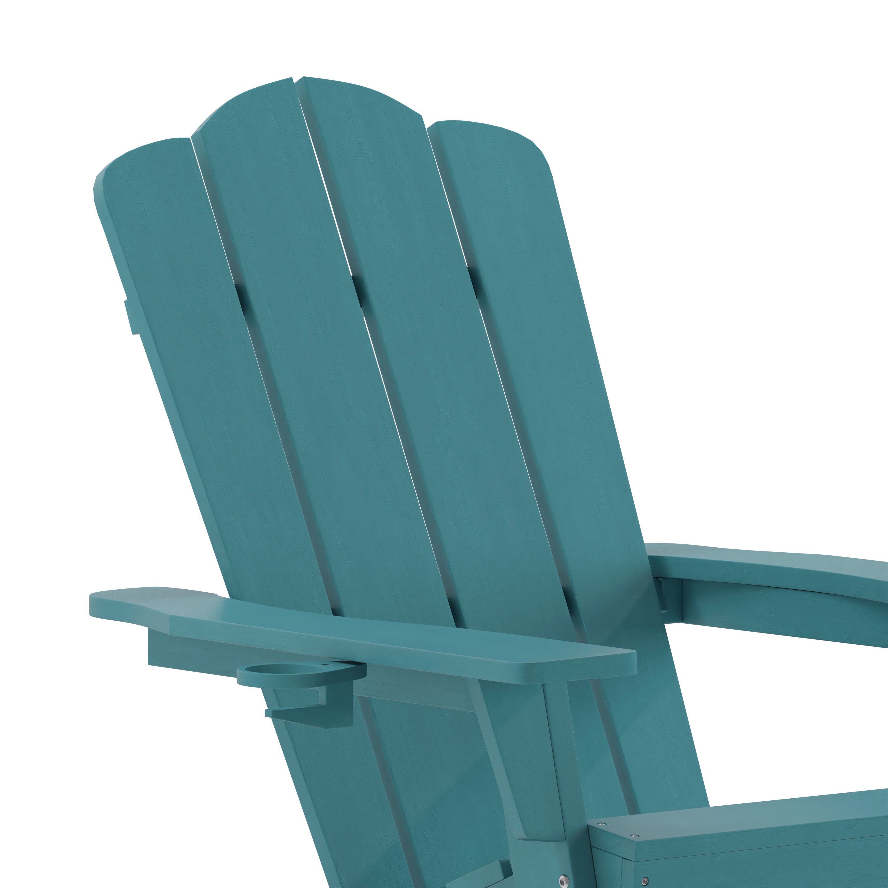 Newport Adirondack Rocking Chair with Cup Holder, Weather Resistant HDPE Adirondack Rocking Chair in Blue