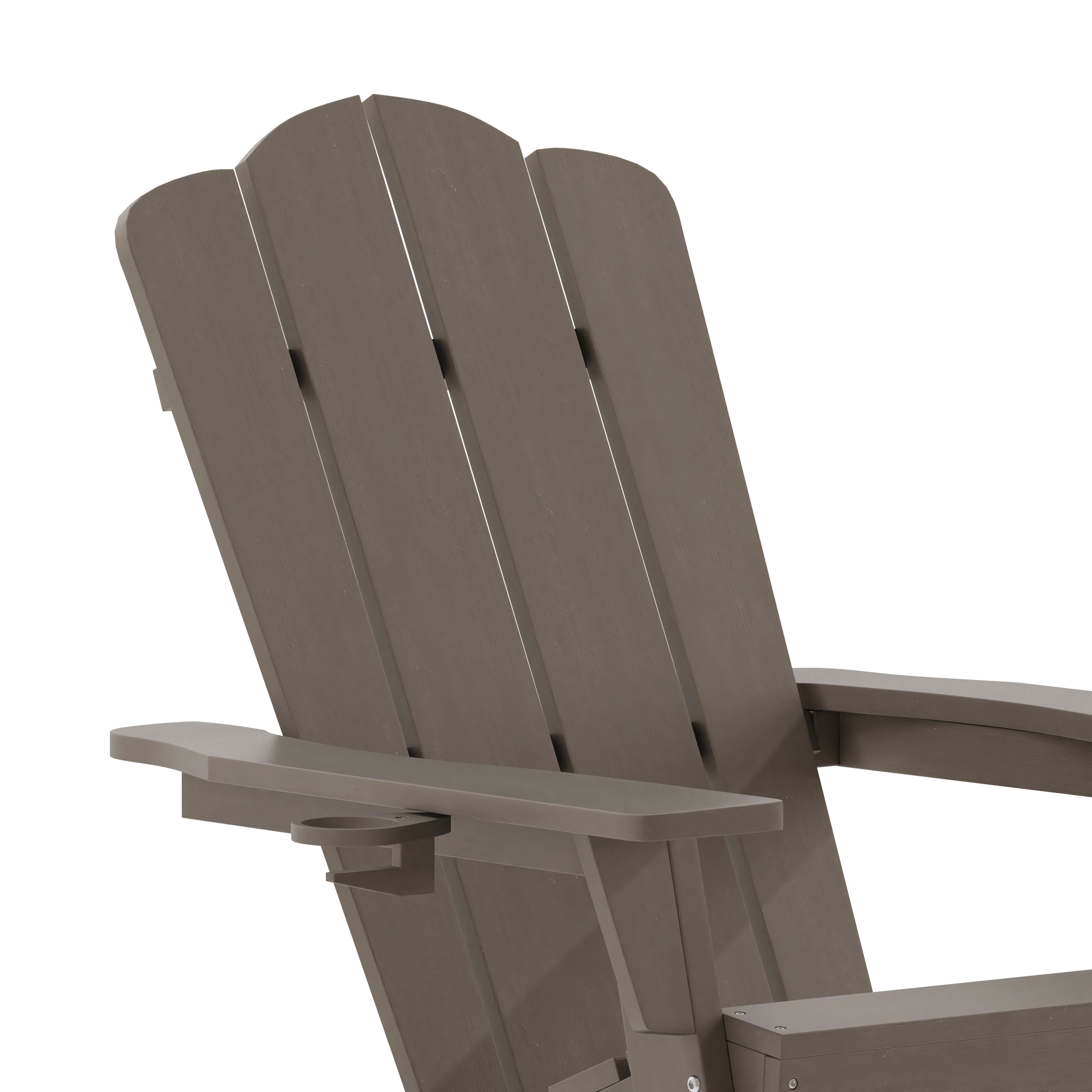 Newport Adirondack Rocking Chair with Cup Holder, Weather Resistant HDPE Adirondack Rocking Chair in Brown