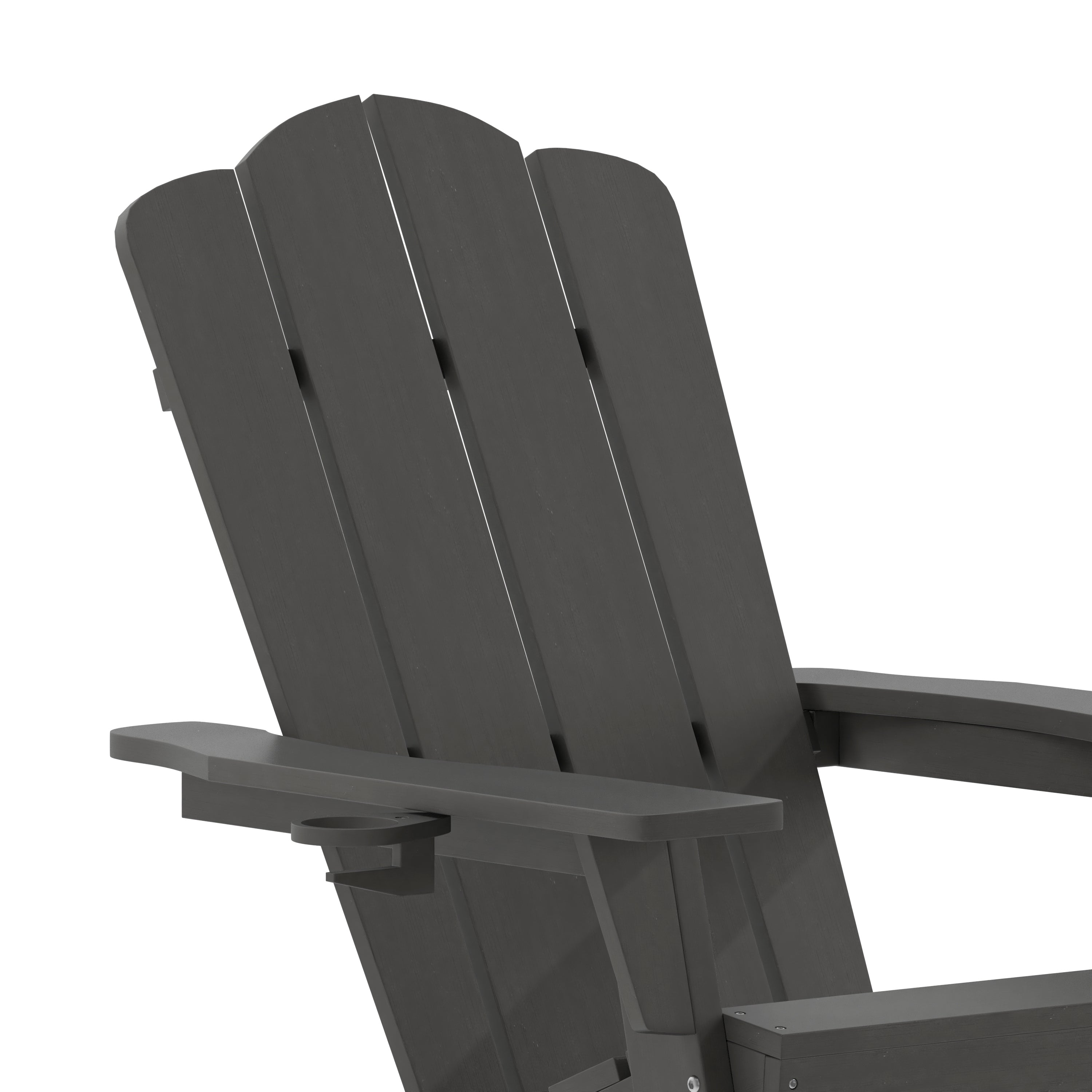 Newport Adirondack Rocking Chair with Cup Holder, Weather Resistant HDPE Adirondack Rocking Chair in Gray