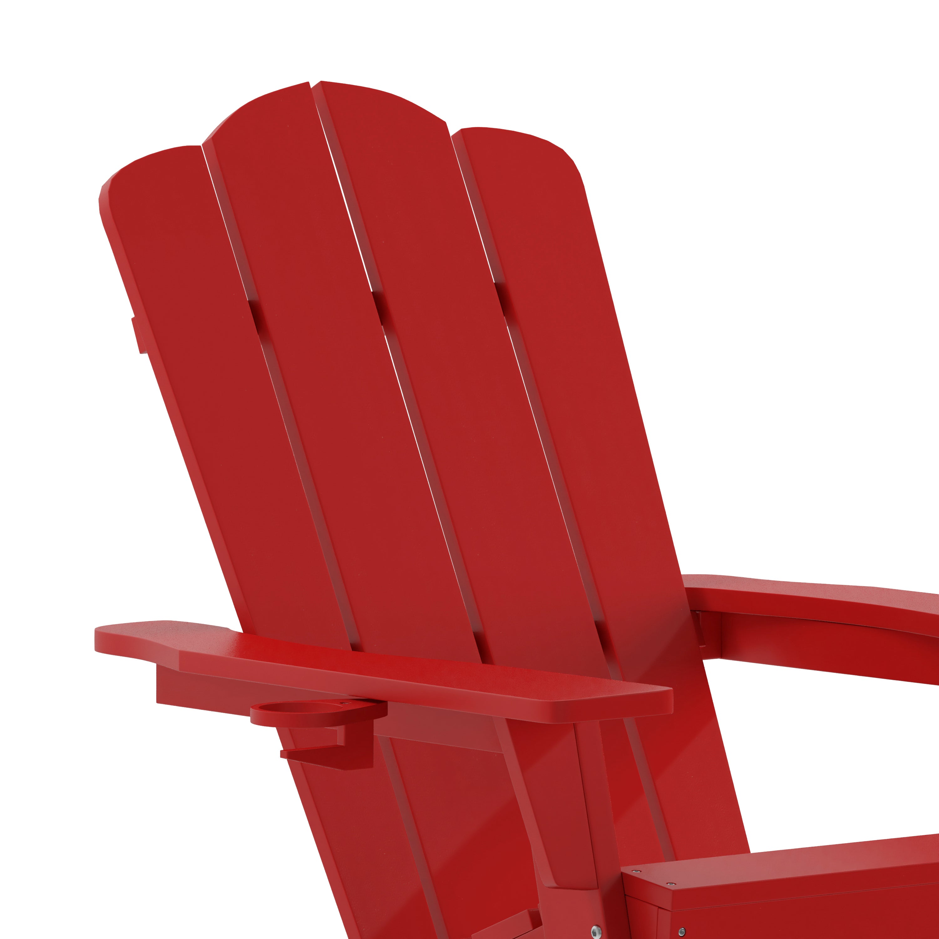 Newport Adirondack Rocking Chair with Cup Holder, Weather Resistant HDPE Adirondack Rocking Chair in Red