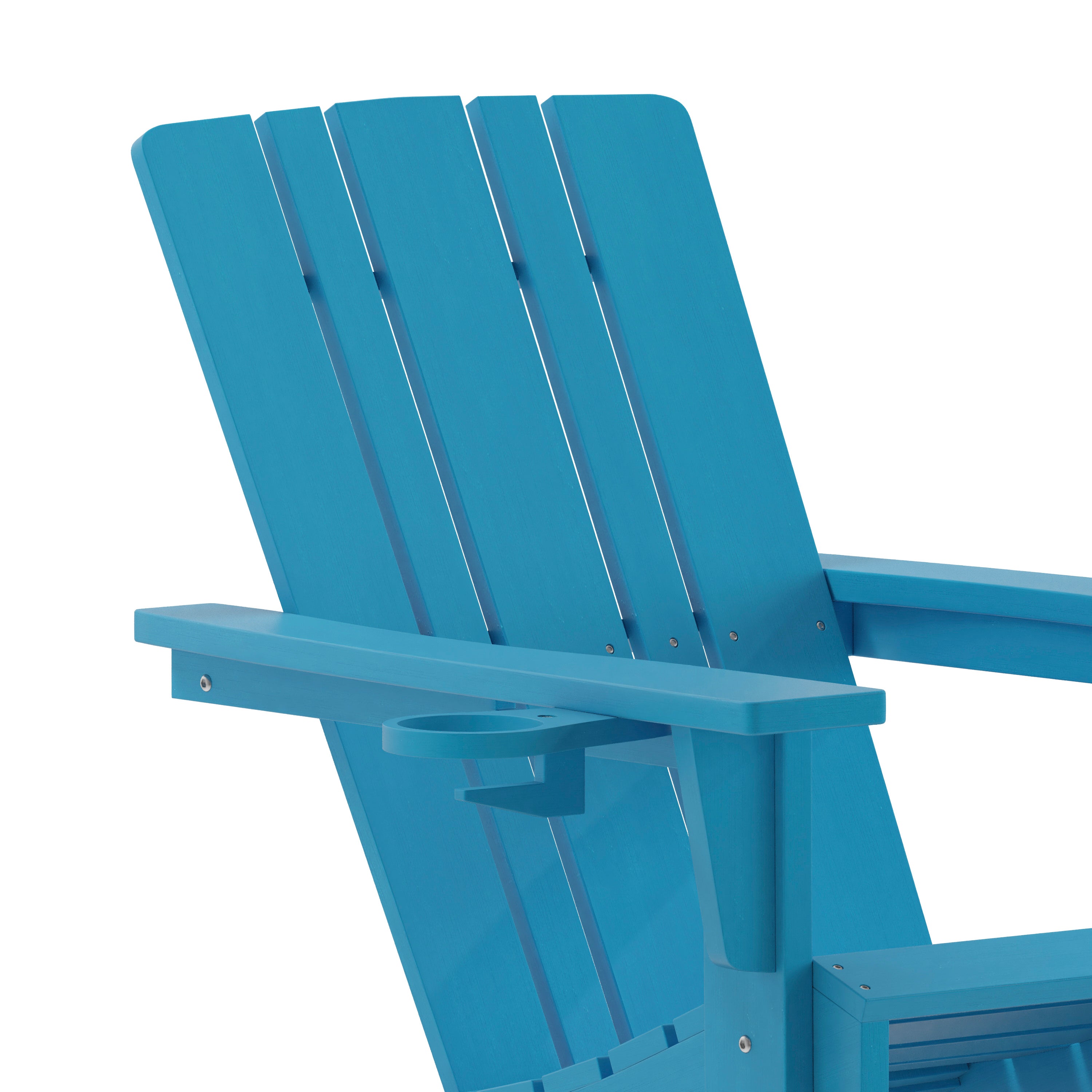Halifax Adirondack Chair with Cup Holder, Weather Resistant HDPE Adirondack Chair in Blue