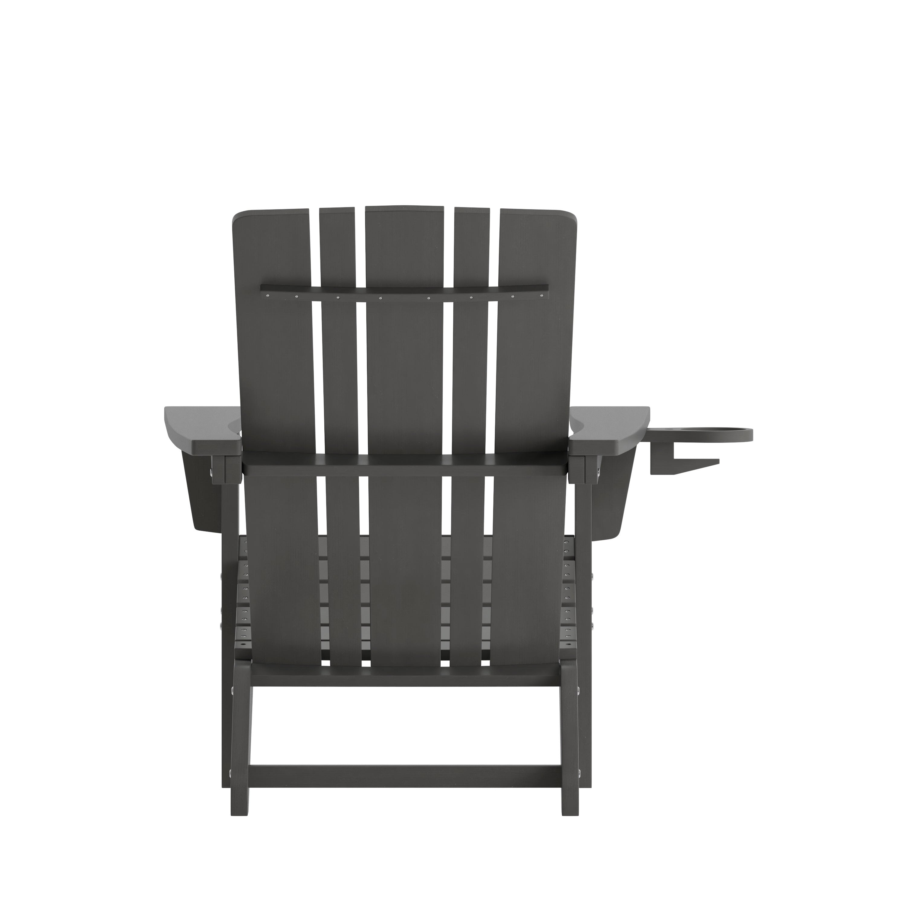 Halifax Adirondack Chair with Cup Holder, Weather Resistant HDPE Adirondack Chair in Gray