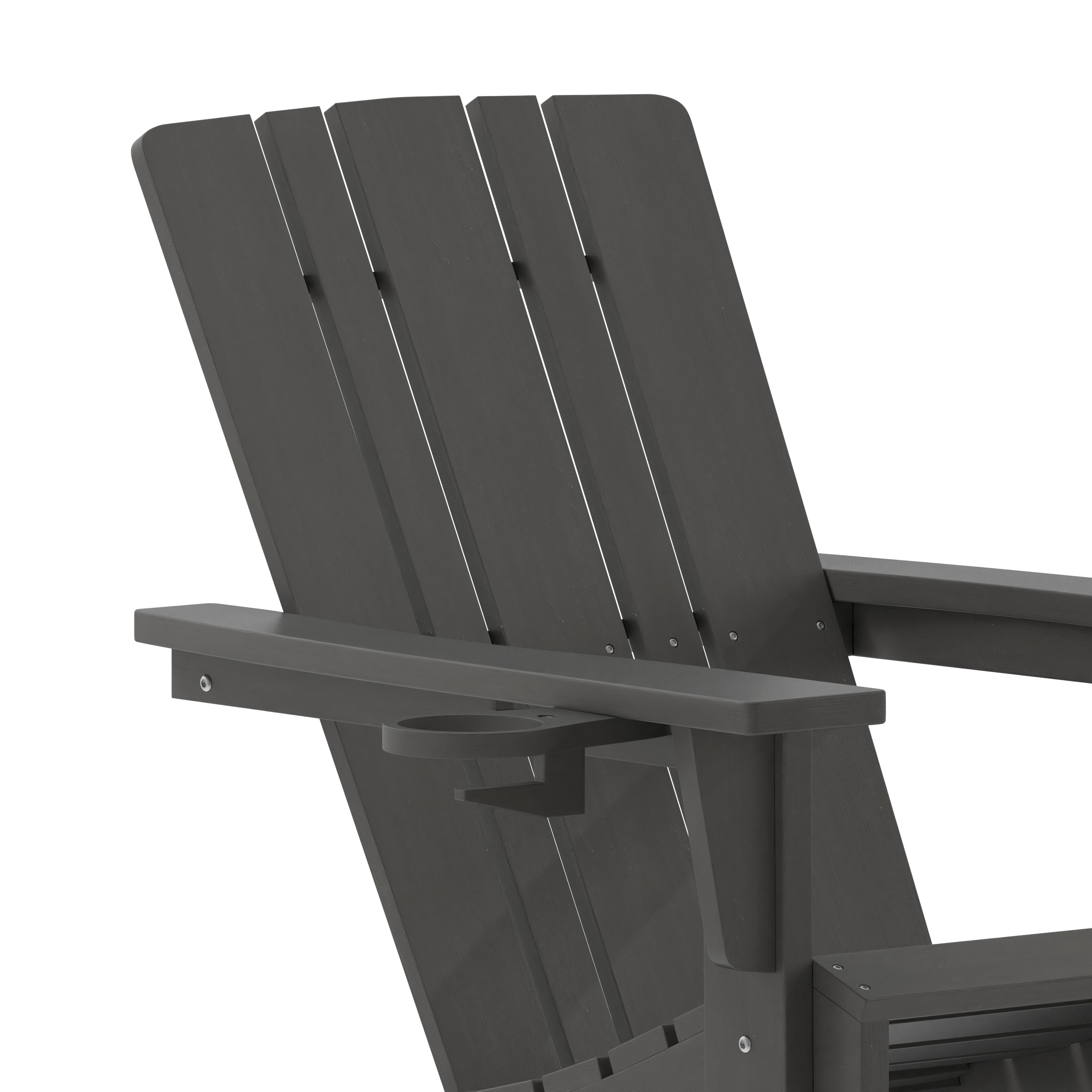 Halifax Adirondack Chair with Cup Holder, Weather Resistant HDPE Adirondack Chair in Gray