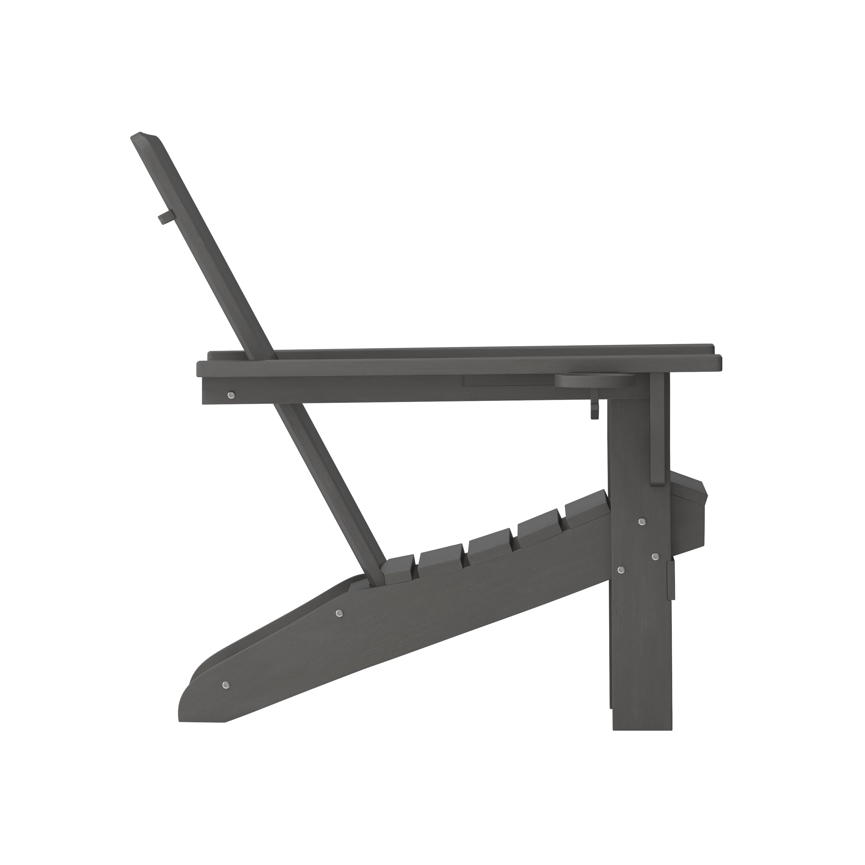 Halifax Adirondack Chair with Cup Holder, Weather Resistant HDPE Adirondack Chair in Gray