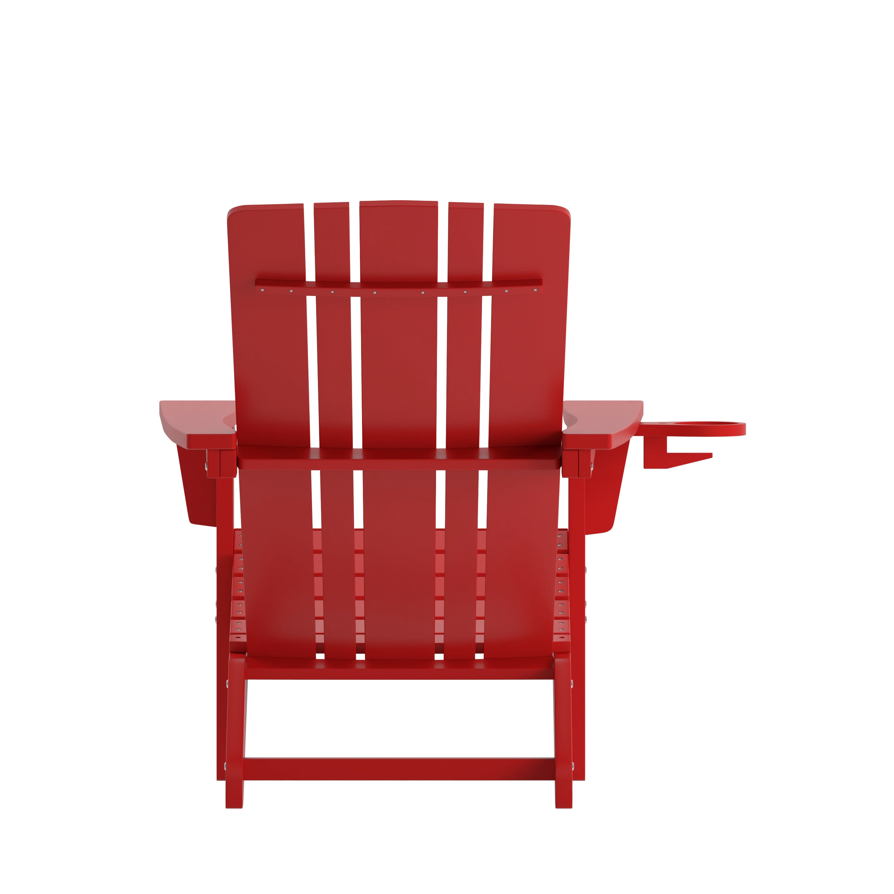 Halifax Adirondack Chair with Cup Holder, Weather Resistant HDPE Adirondack Chair in Red