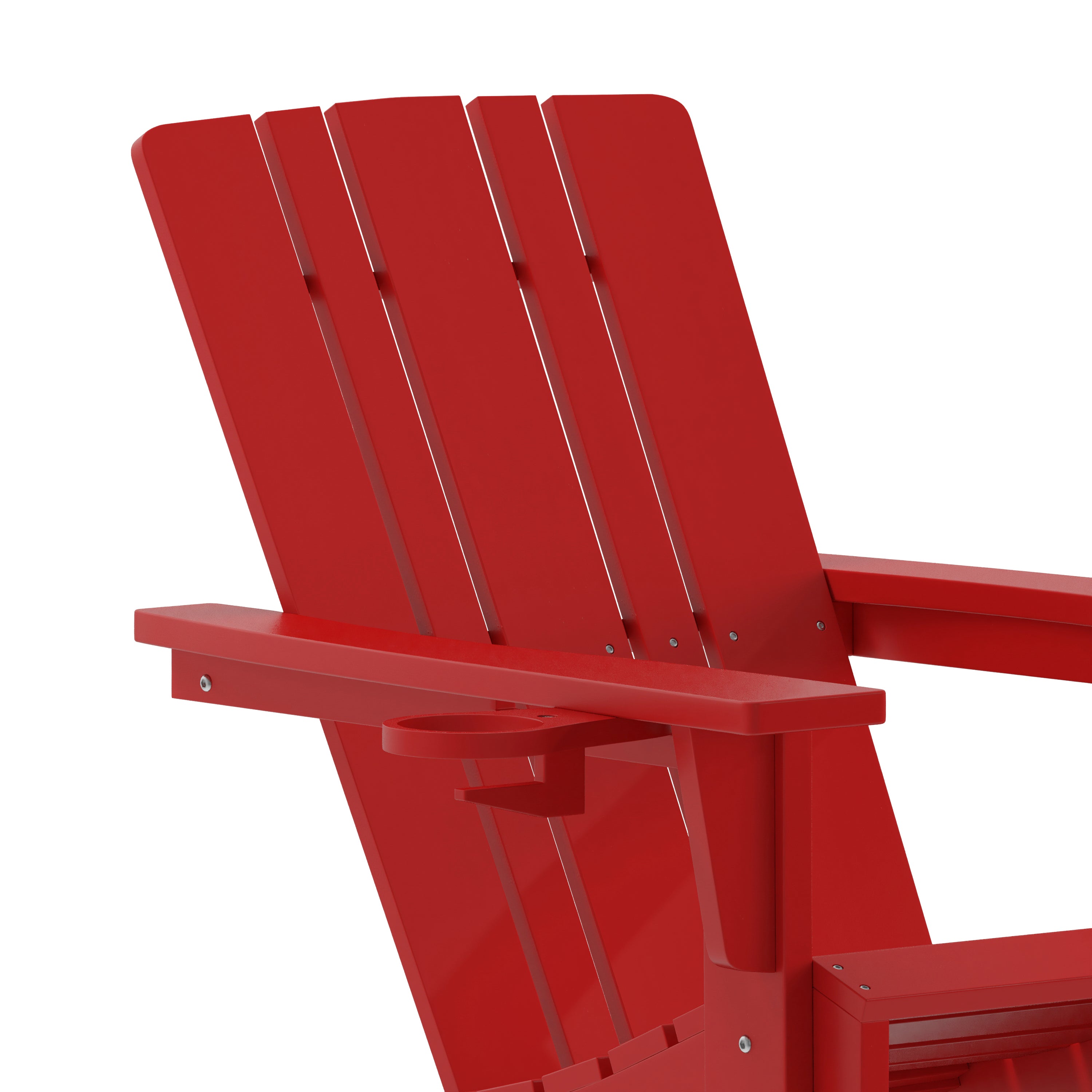 Halifax Adirondack Chair with Cup Holder, Weather Resistant HDPE Adirondack Chair in Red