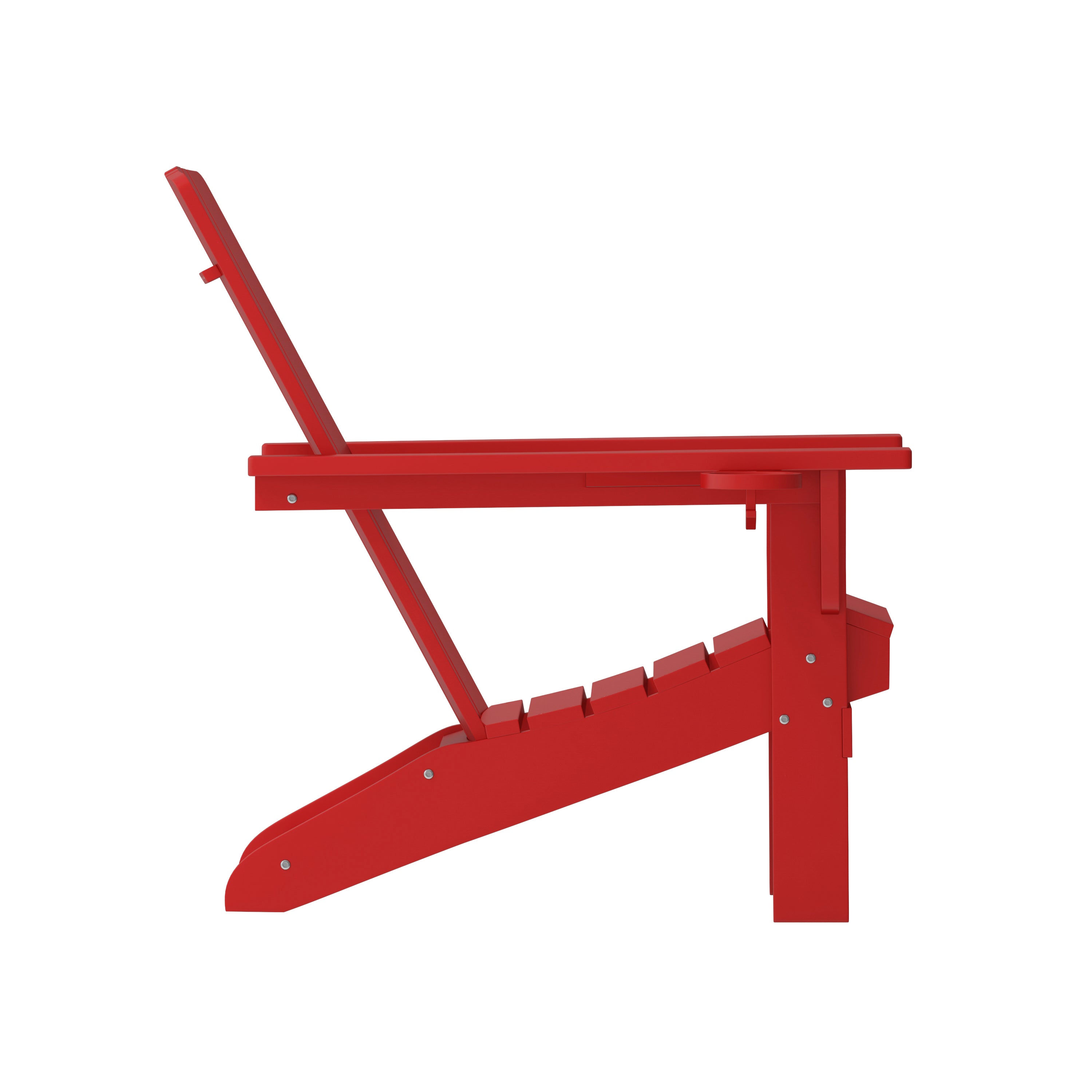 Halifax Adirondack Chair with Cup Holder, Weather Resistant HDPE Adirondack Chair in Red