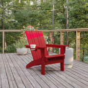 Halifax Adirondack Chair with Cup Holder, Weather Resistant HDPE Adirondack Chair in Red