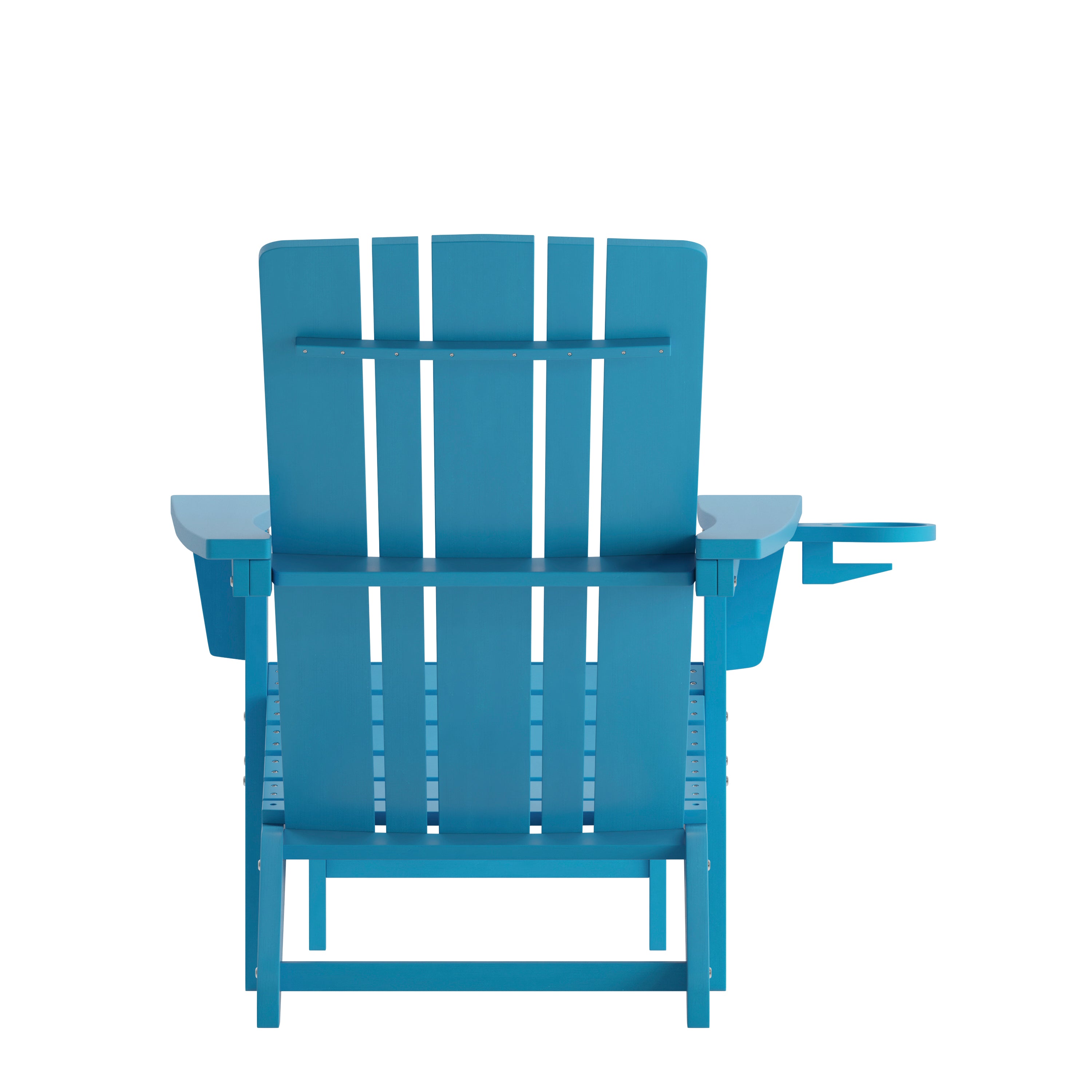 Halifax HDPE Adirondack Chair with Cup Holder and Pull Out Ottoman, All-Weather HDPE Indoor/Outdoor Lounge Chair in Blue