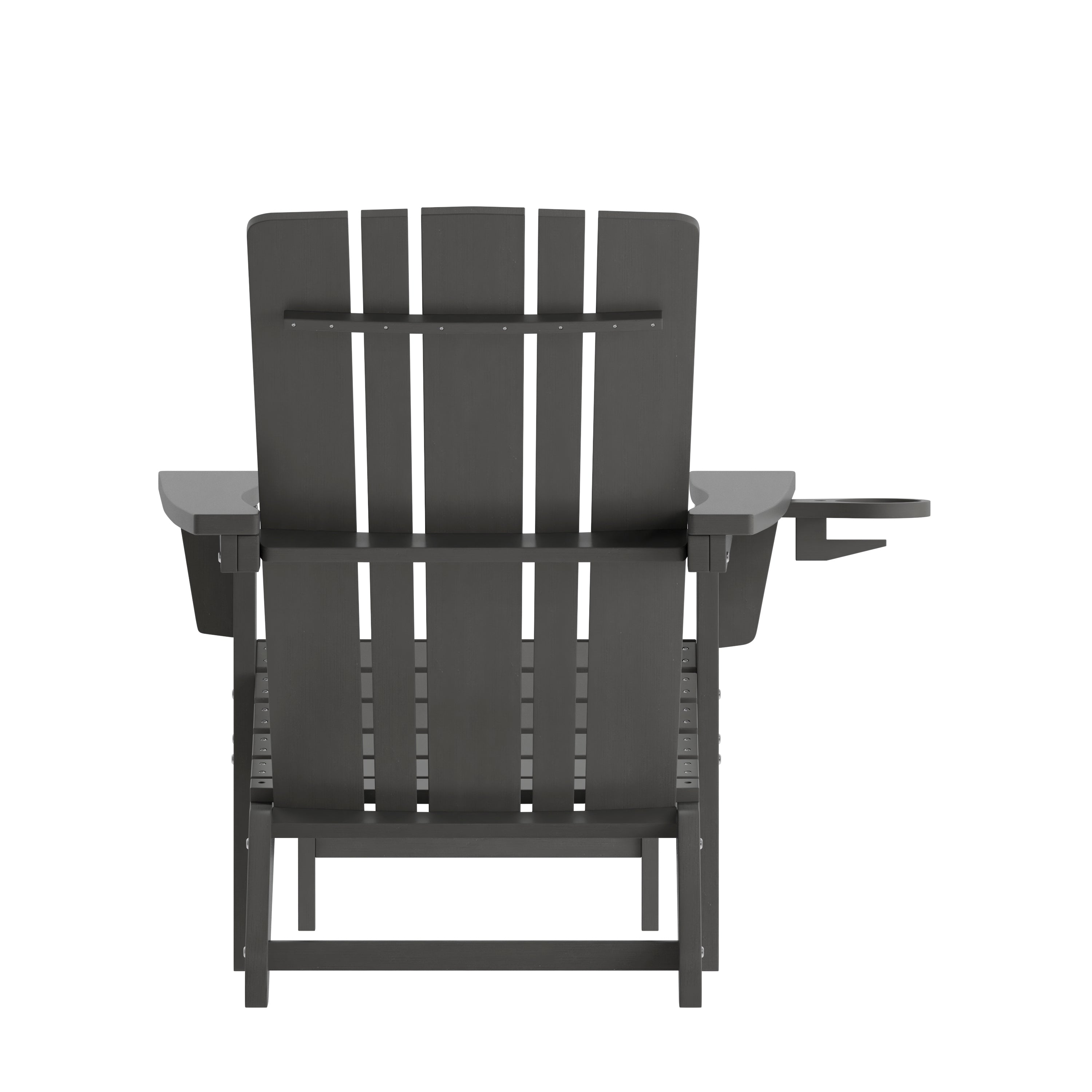 Halifax HDPE Adirondack Chair with Cup Holder and Pull Out Ottoman, All-Weather HDPE Indoor/Outdoor Lounge Chair in Gray