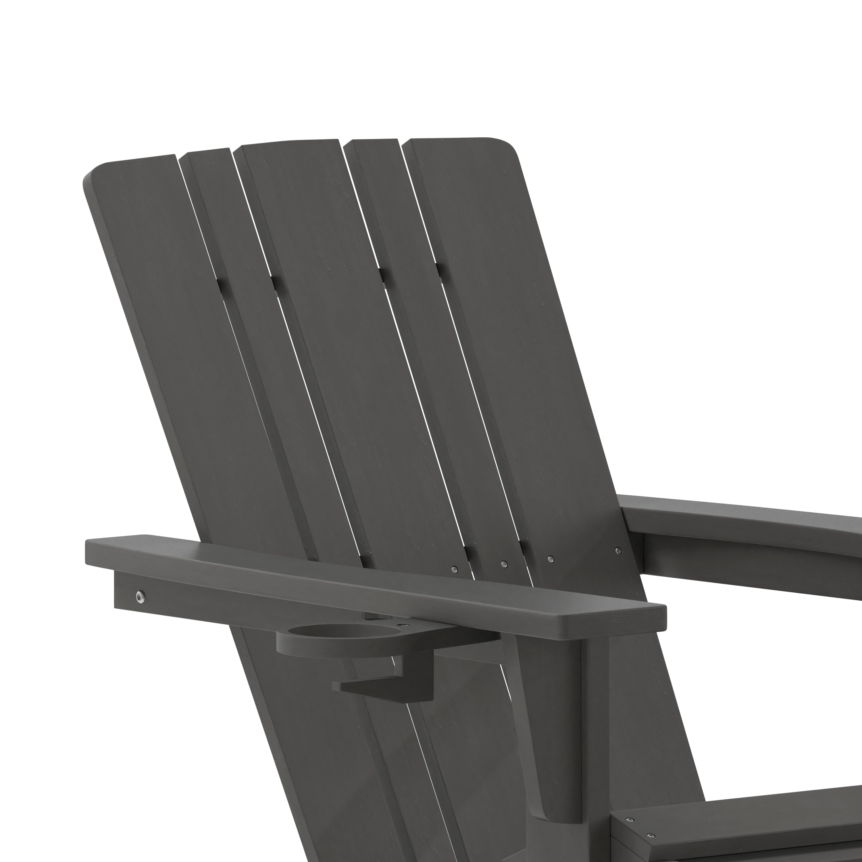 Halifax HDPE Adirondack Chair with Cup Holder and Pull Out Ottoman, All-Weather HDPE Indoor/Outdoor Lounge Chair in Gray