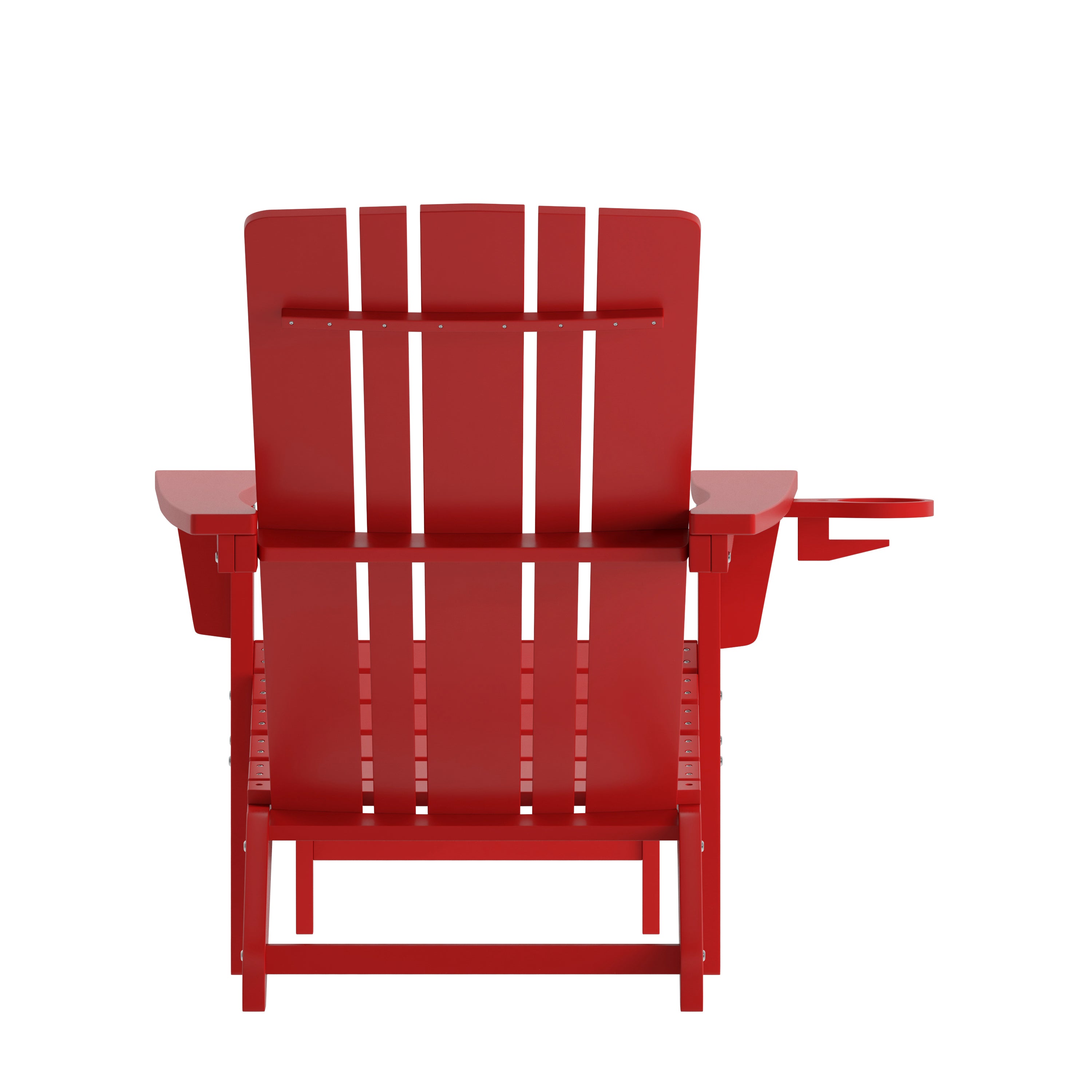 Halifax HDPE Adirondack Chair with Cup Holder and Pull Out Ottoman, All-Weather HDPE Indoor/Outdoor Lounge Chair in Red