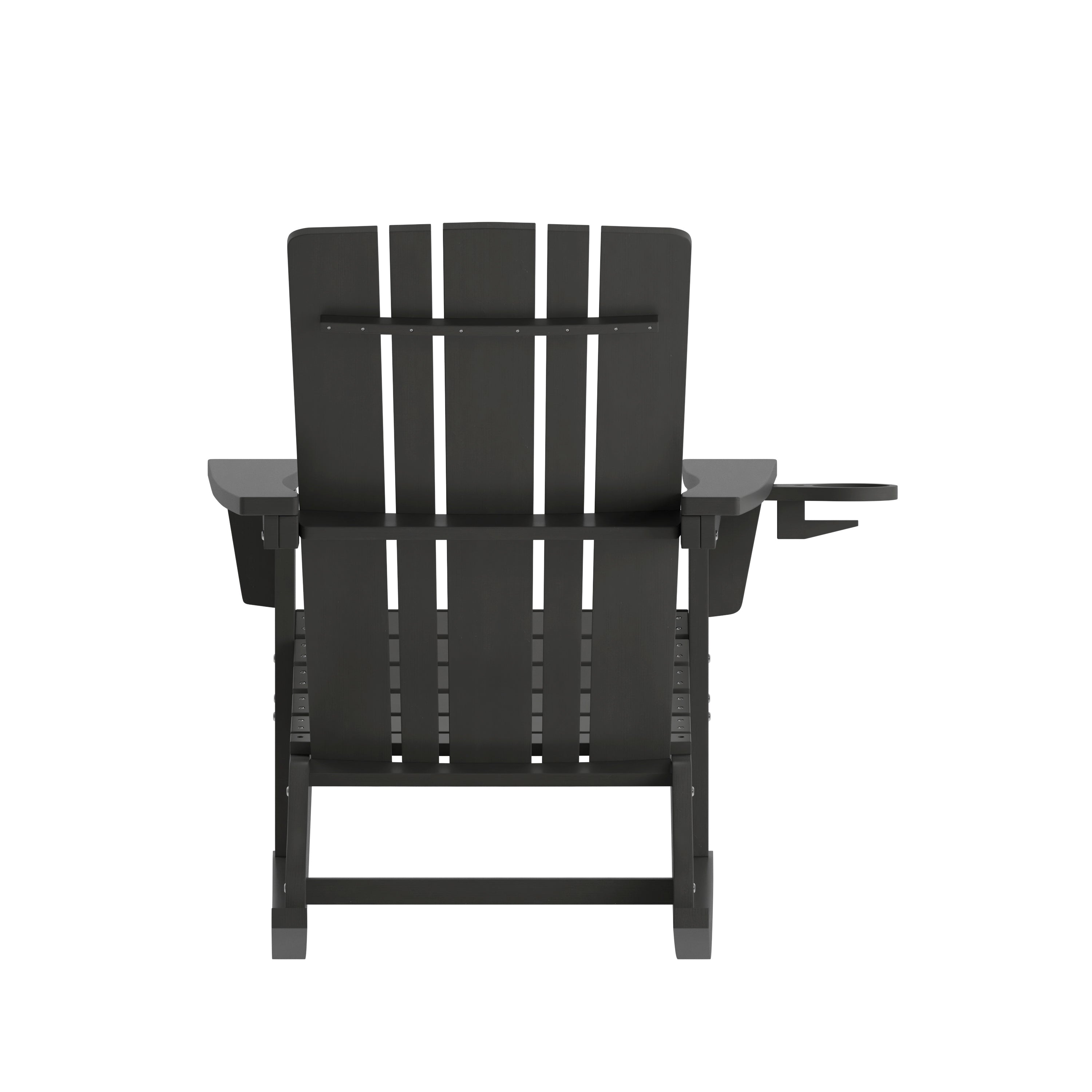 Halifax Adirondack Rocking Chair with Cup Holder, Weather Resistant HDPE Adirondack Rocking Chair in Black