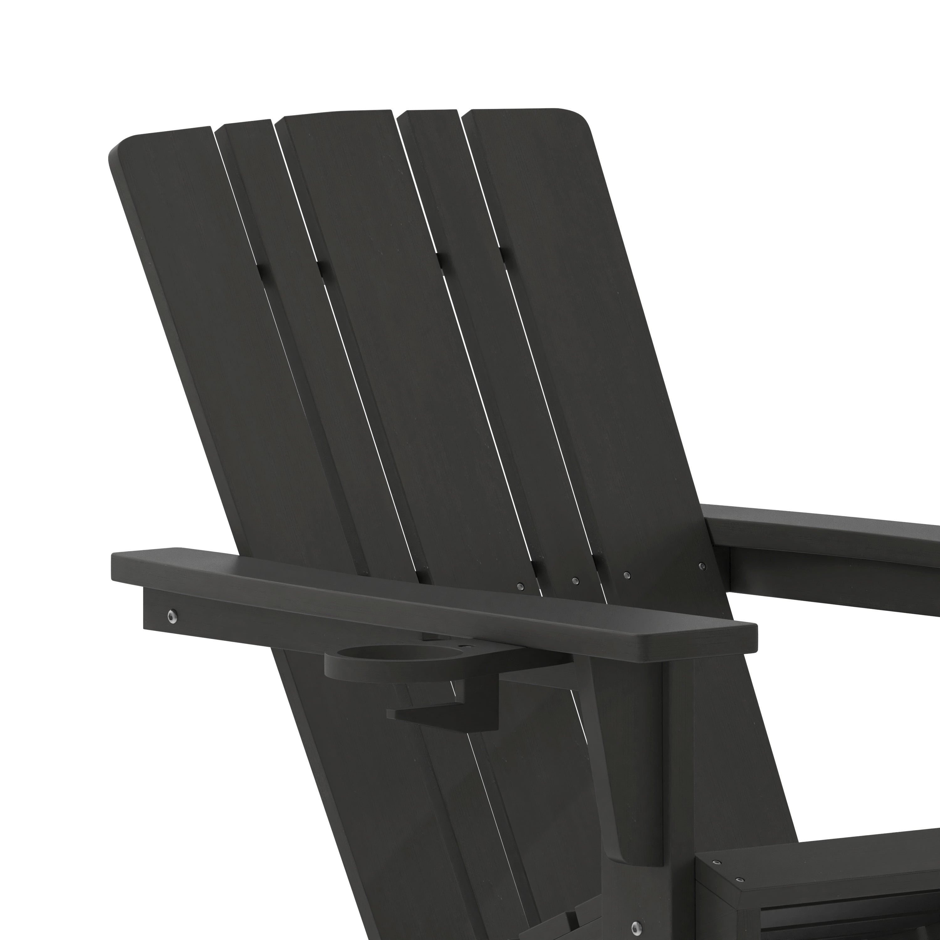 Halifax Adirondack Rocking Chair with Cup Holder, Weather Resistant HDPE Adirondack Rocking Chair in Black