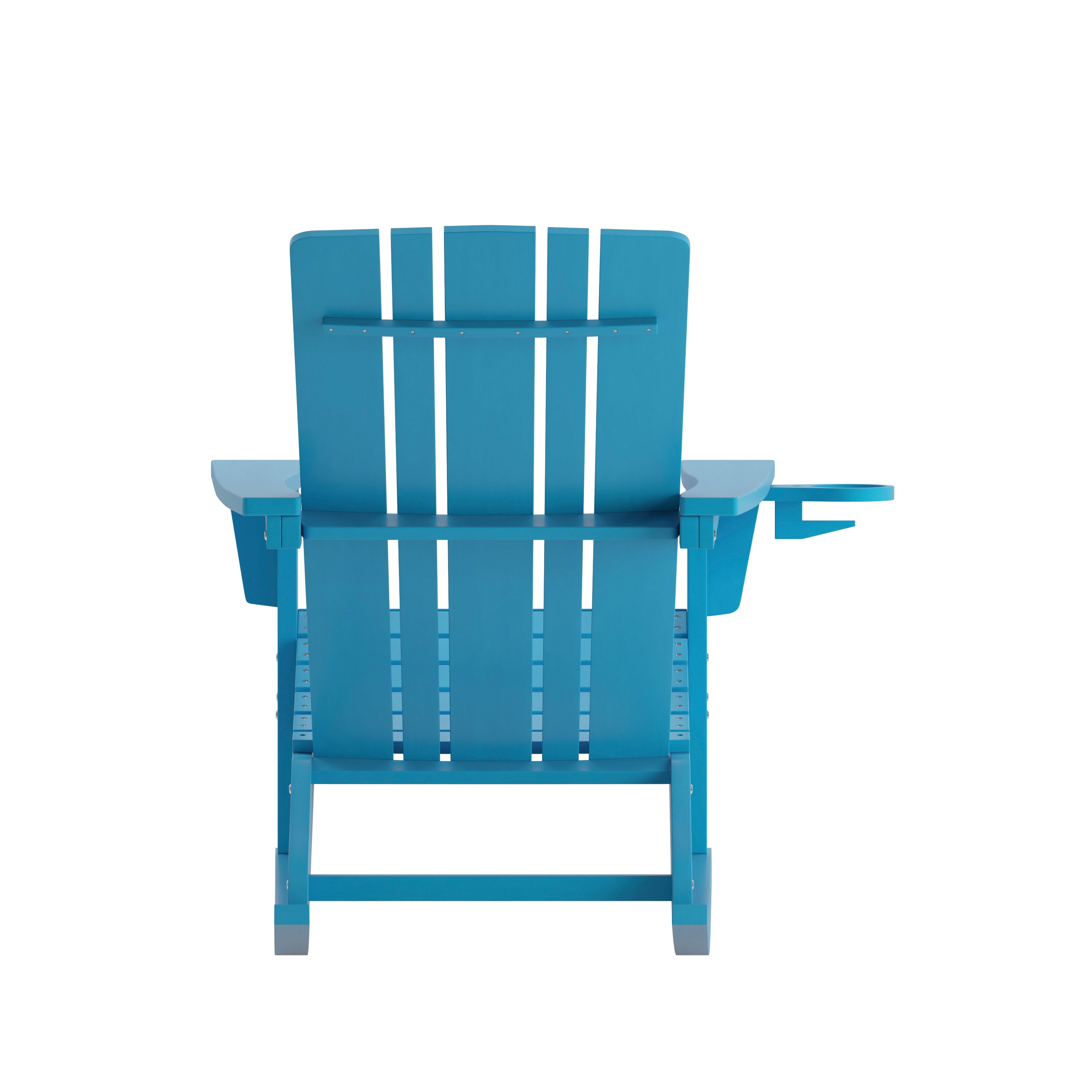 Halifax Adirondack Rocking Chair with Cup Holder, Weather Resistant HDPE Adirondack Rocking Chair in Blue