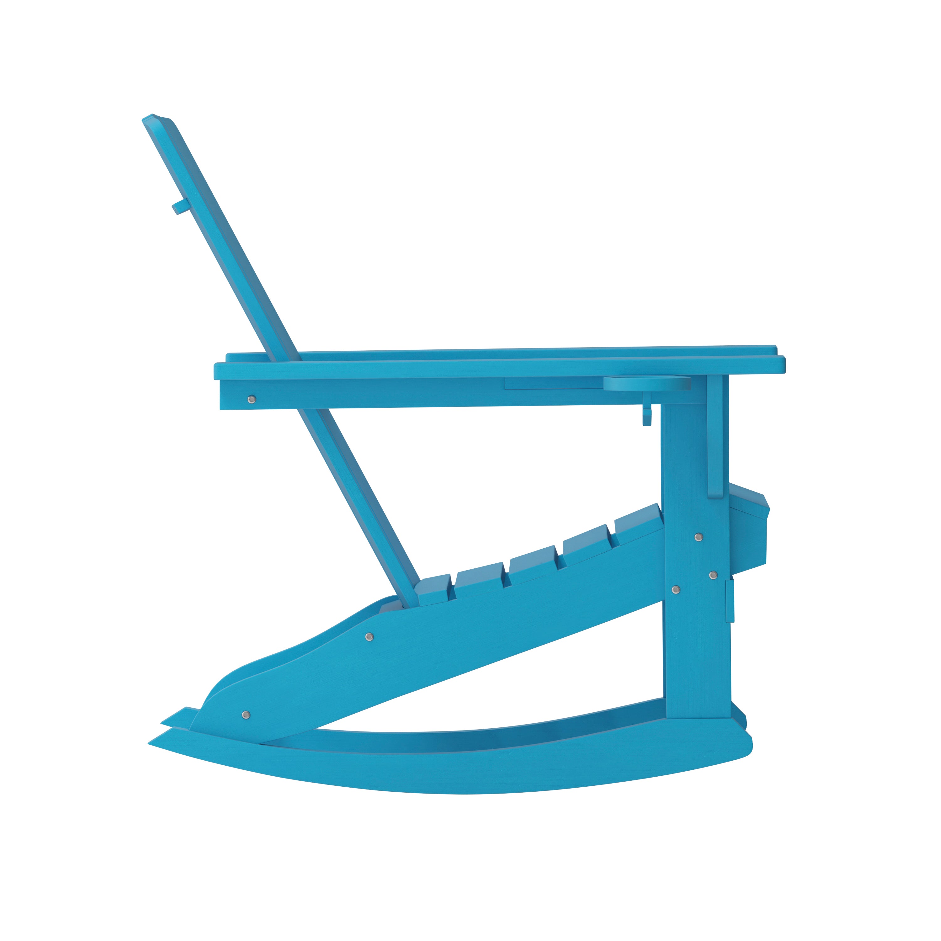 Halifax Adirondack Rocking Chair with Cup Holder, Weather Resistant HDPE Adirondack Rocking Chair in Blue