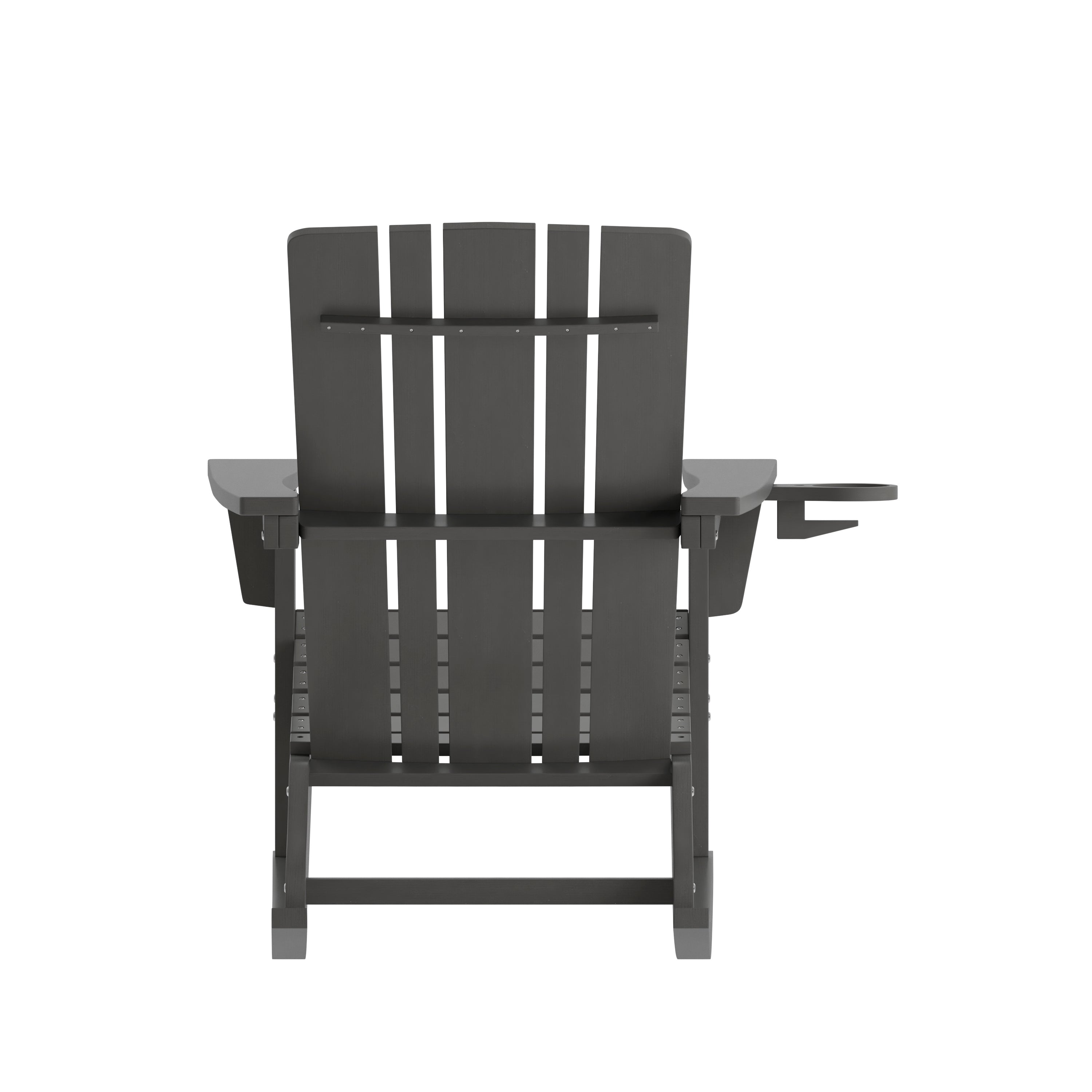 Halifax Adirondack Rocking Chair with Cup Holder, Weather Resistant HDPE Adirondack Rocking Chair in Gray