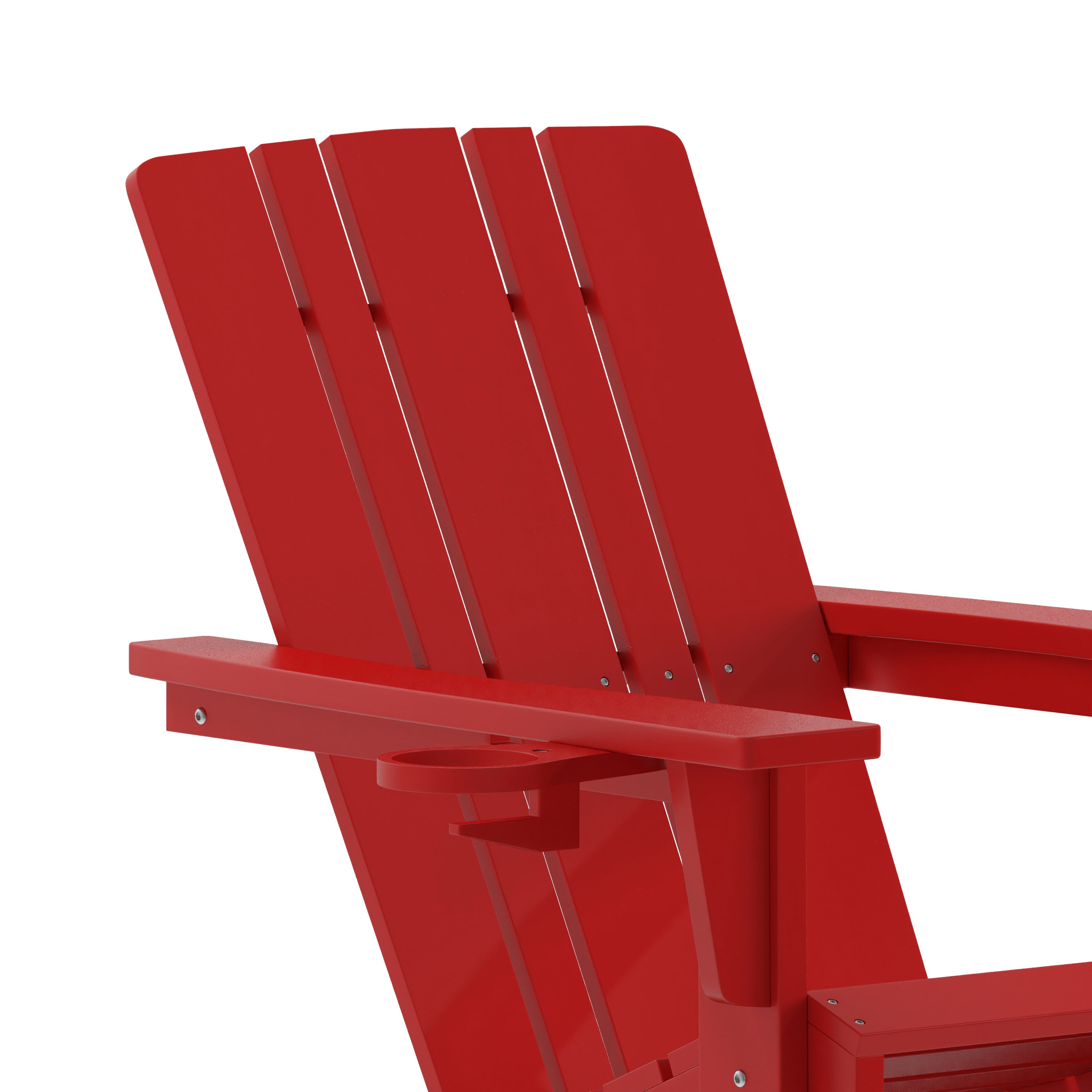 Halifax Adirondack Rocking Chair with Cup Holder, Weather Resistant HDPE Adirondack Rocking Chair in Red
