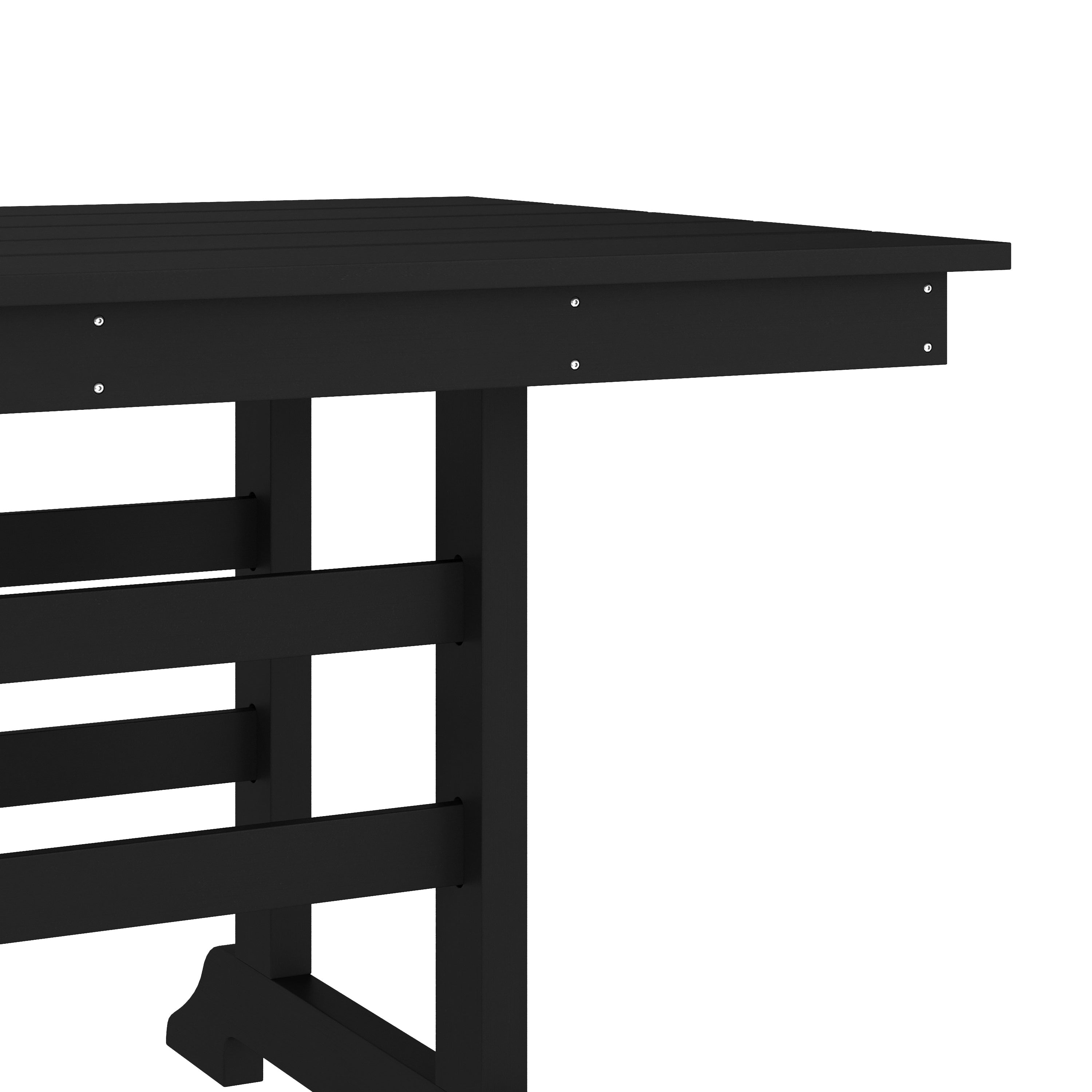 Abraham Commercial Grade Indoor/Outdoor 72" Rectangle Recycled HDPE Adirondack Dining Table for 6 in Black