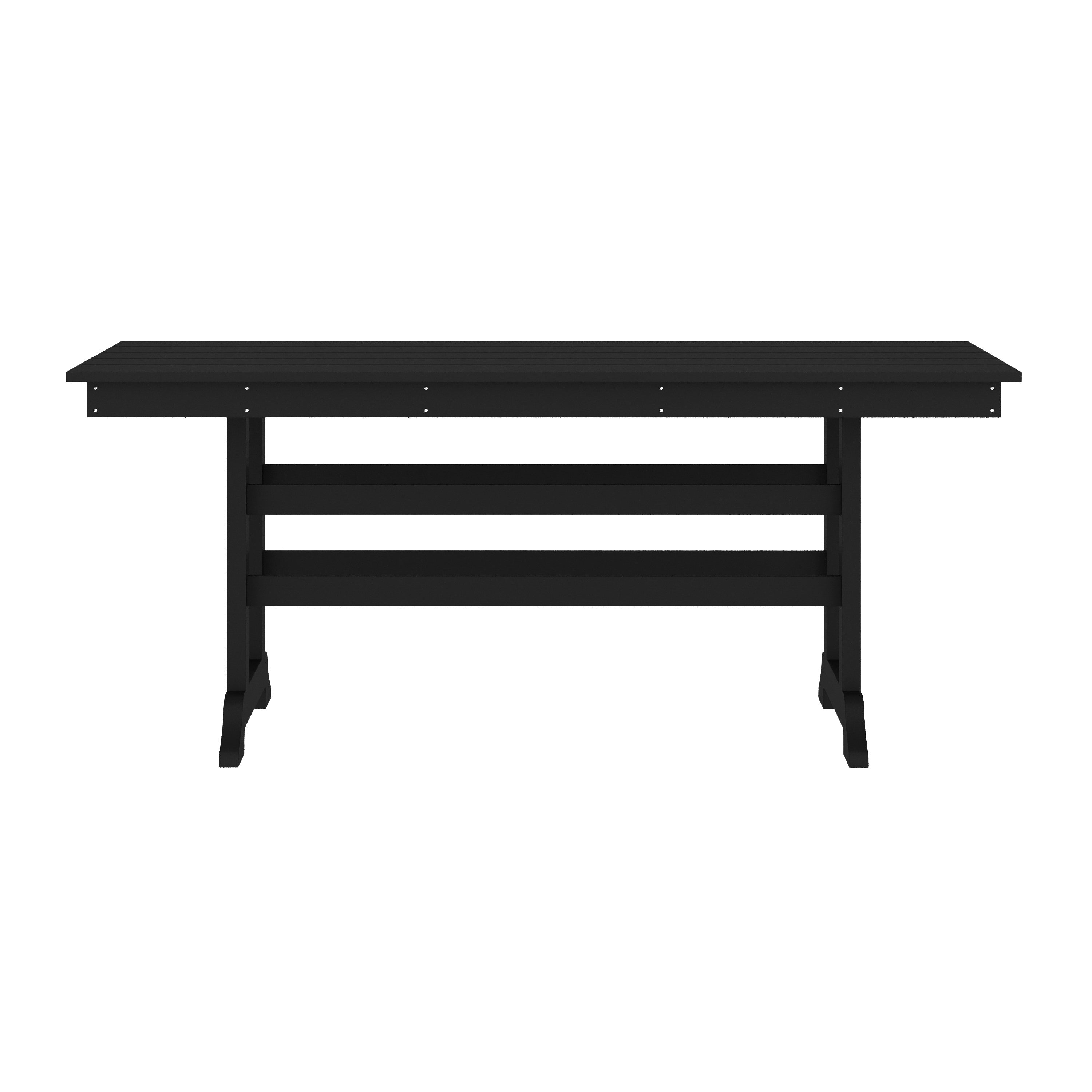 Abraham Commercial Grade Indoor/Outdoor 72" Rectangle Recycled HDPE Adirondack Dining Table for 6 in Black