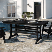 Abraham Commercial Grade Indoor/Outdoor 72" Rectangle Recycled HDPE Adirondack Dining Table for 6 in Black