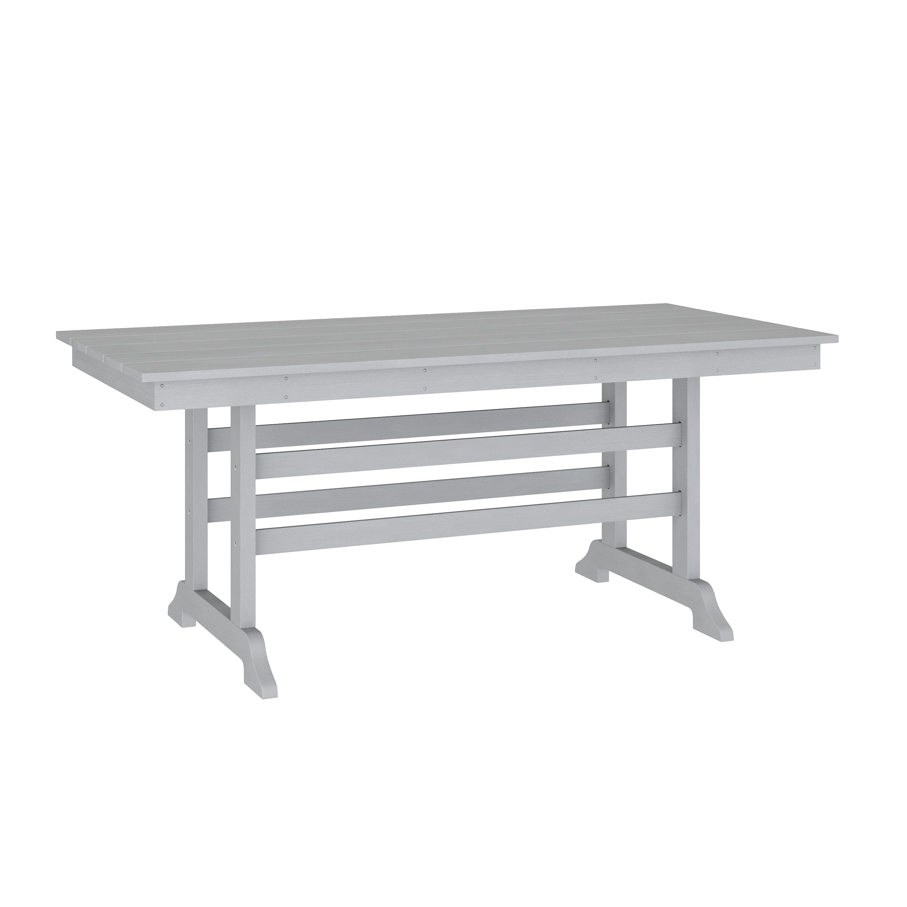 Abraham Commercial Grade Indoor/Outdoor 72" Rectangle Recycled HDPE Adirondack Dining Table for 6 in Gray