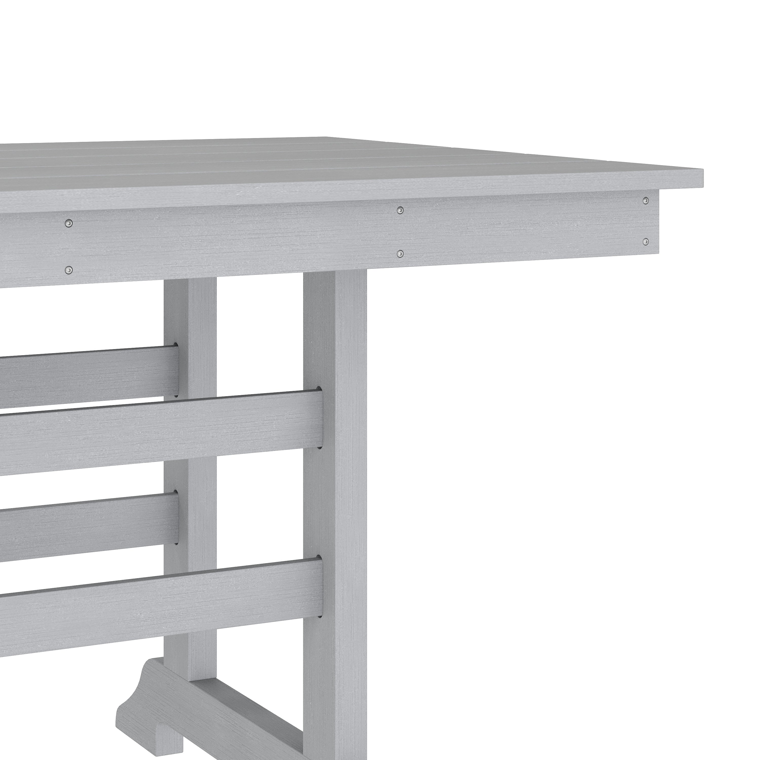 Abraham Commercial Grade Indoor/Outdoor 72" Rectangle Recycled HDPE Adirondack Dining Table for 6 in Gray