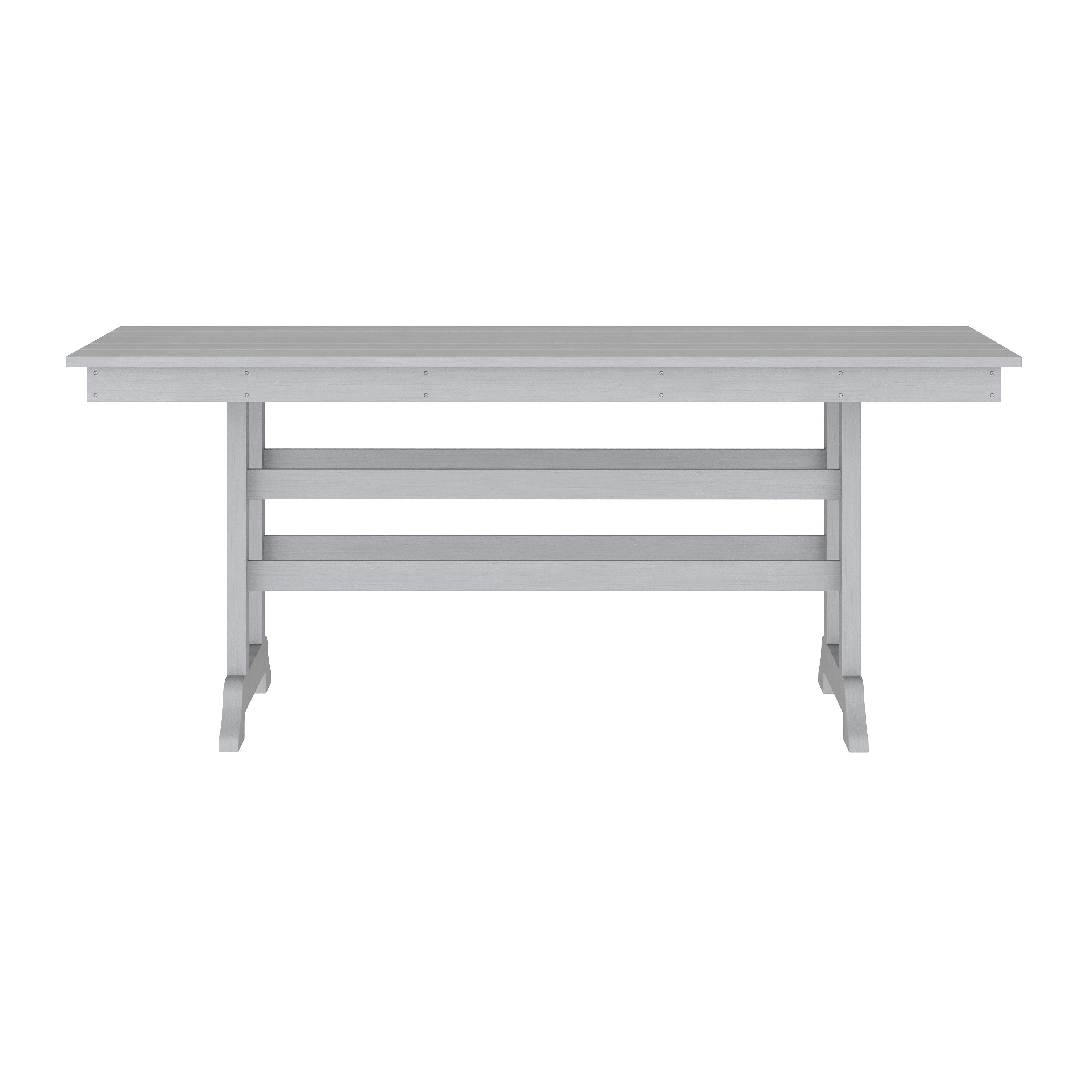 Abraham Commercial Grade Indoor/Outdoor 72" Rectangle Recycled HDPE Adirondack Dining Table for 6 in Gray