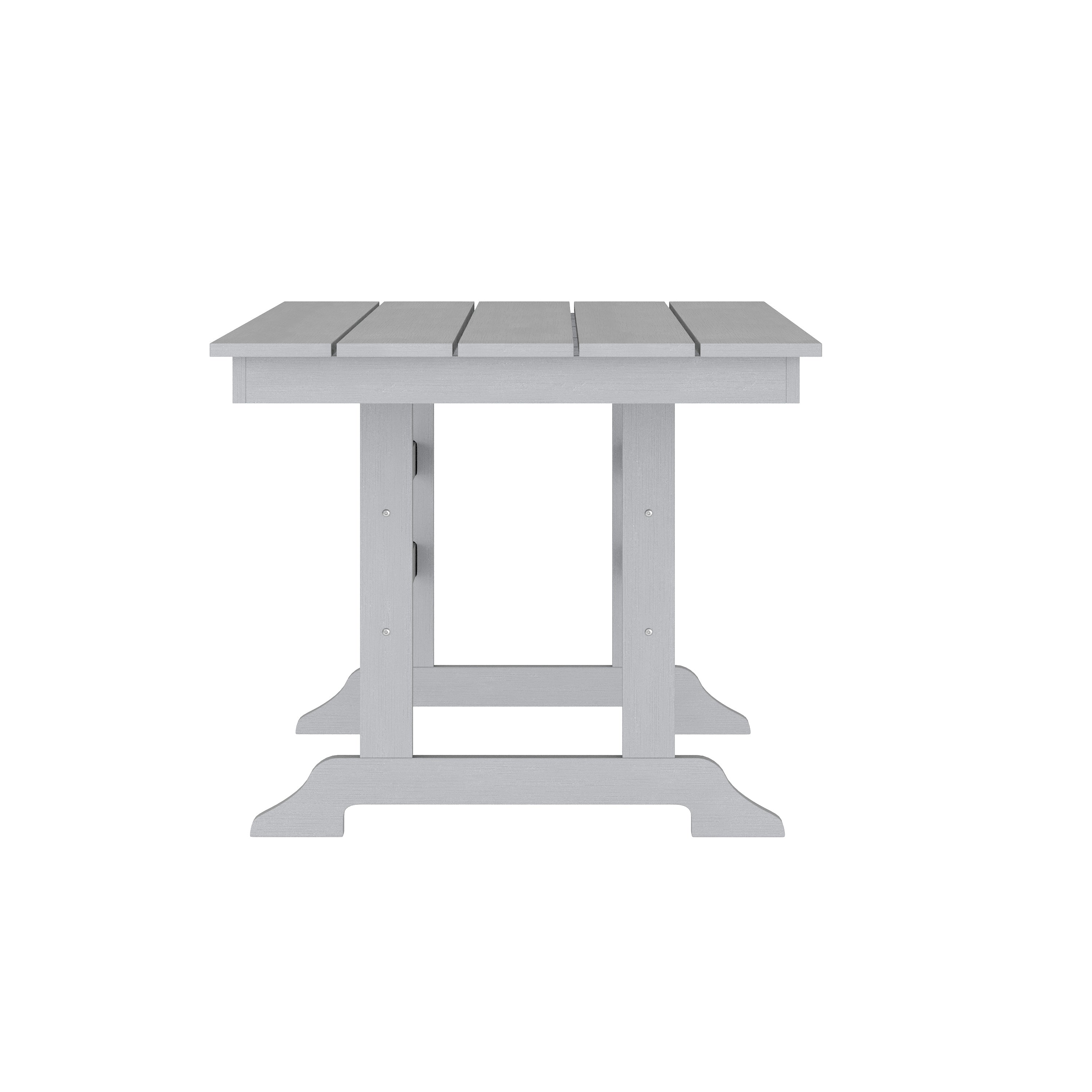 Abraham Commercial Grade Indoor/Outdoor 72" Rectangle Recycled HDPE Adirondack Dining Table for 6 in Gray