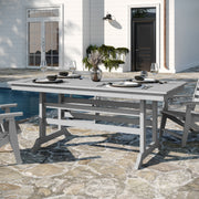 Abraham Commercial Grade Indoor/Outdoor 72" Rectangle Recycled HDPE Adirondack Dining Table for 6 in Gray