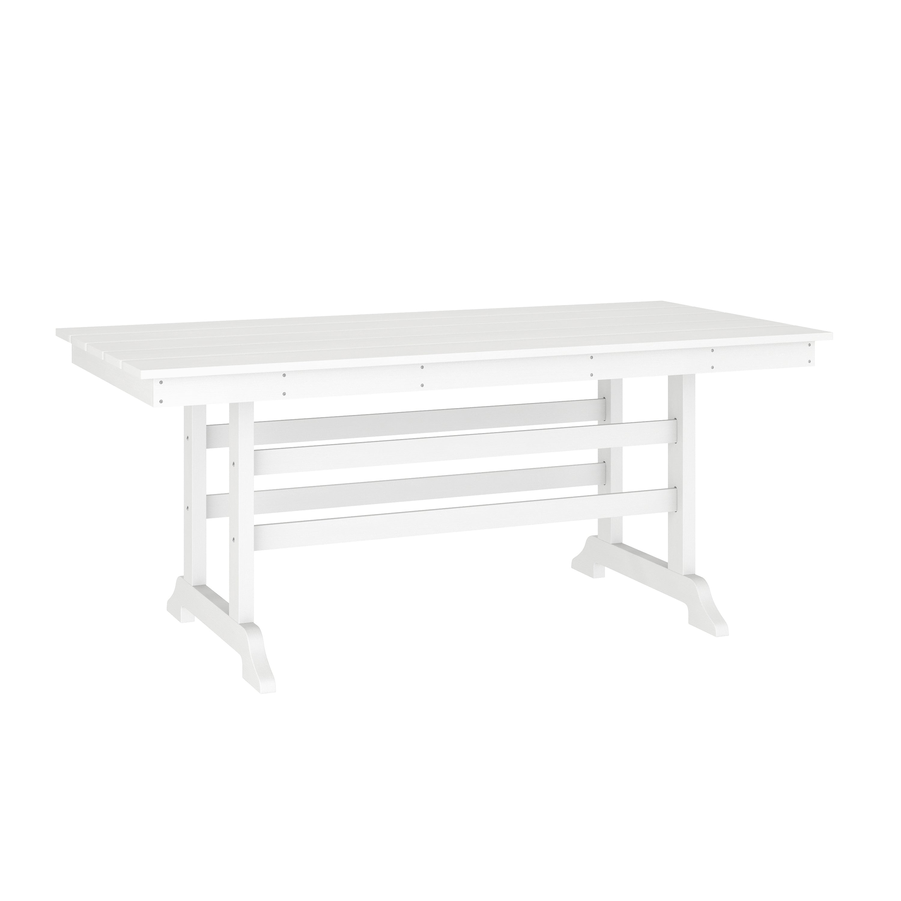 Abraham Commercial Grade Indoor/Outdoor 72" Rectangle Recycled HDPE Adirondack Dining Table for 6 in White