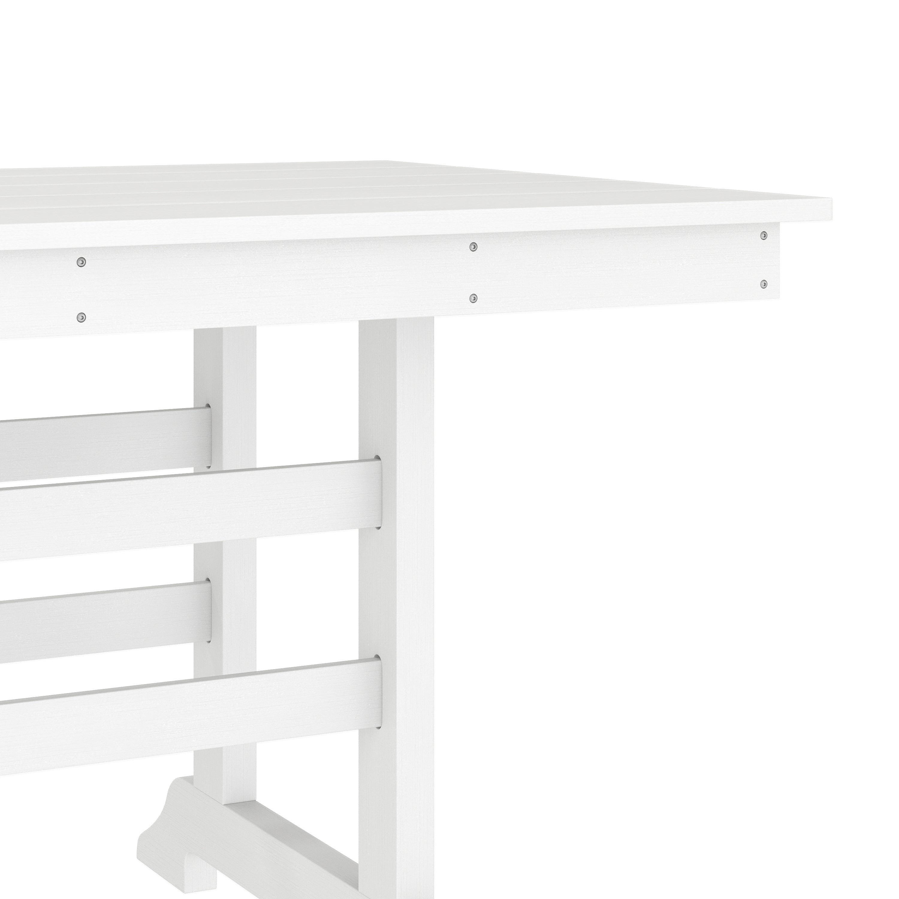 Abraham Commercial Grade Indoor/Outdoor 72" Rectangle Recycled HDPE Adirondack Dining Table for 6 in White