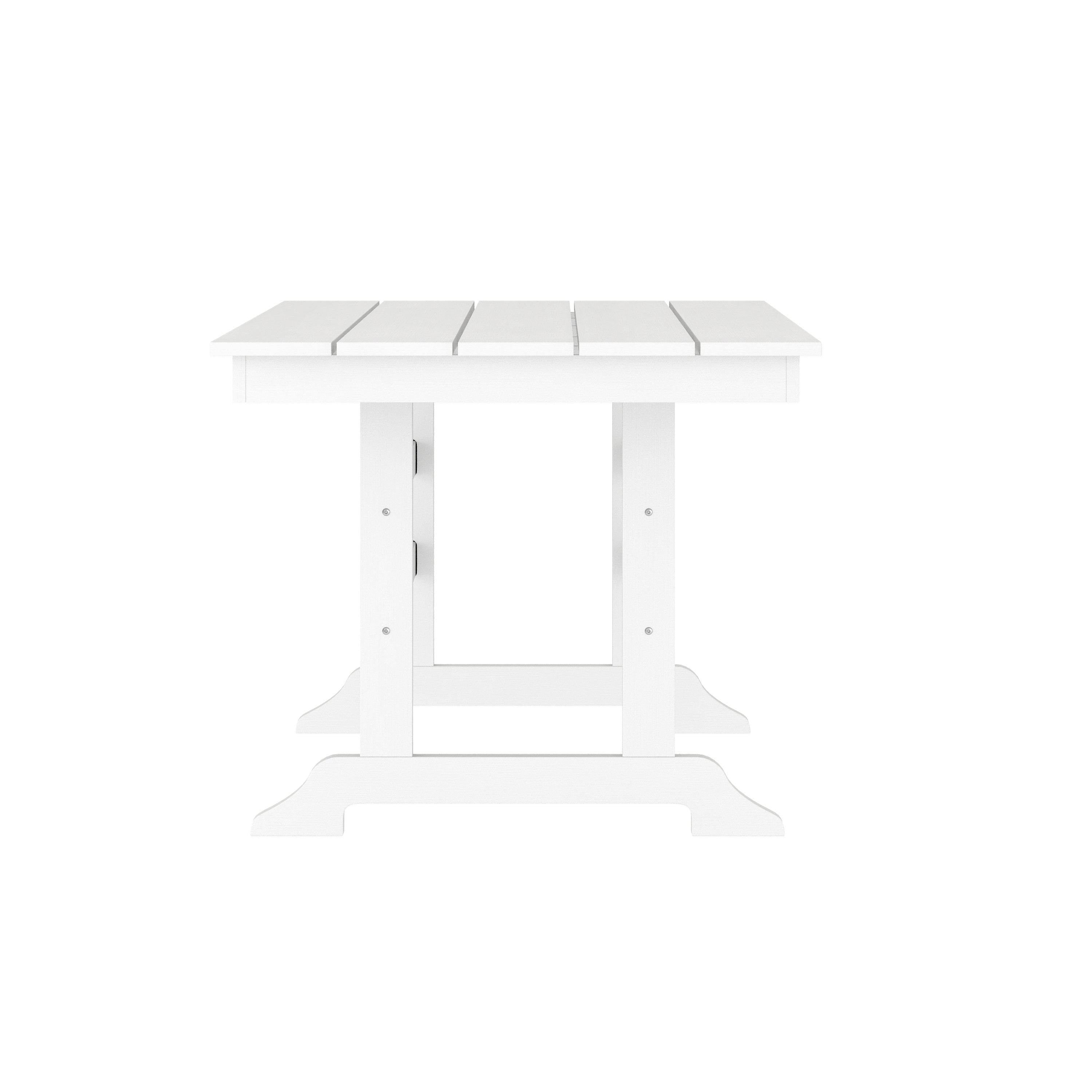 Abraham Commercial Grade Indoor/Outdoor 72" Rectangle Recycled HDPE Adirondack Dining Table for 6 in White