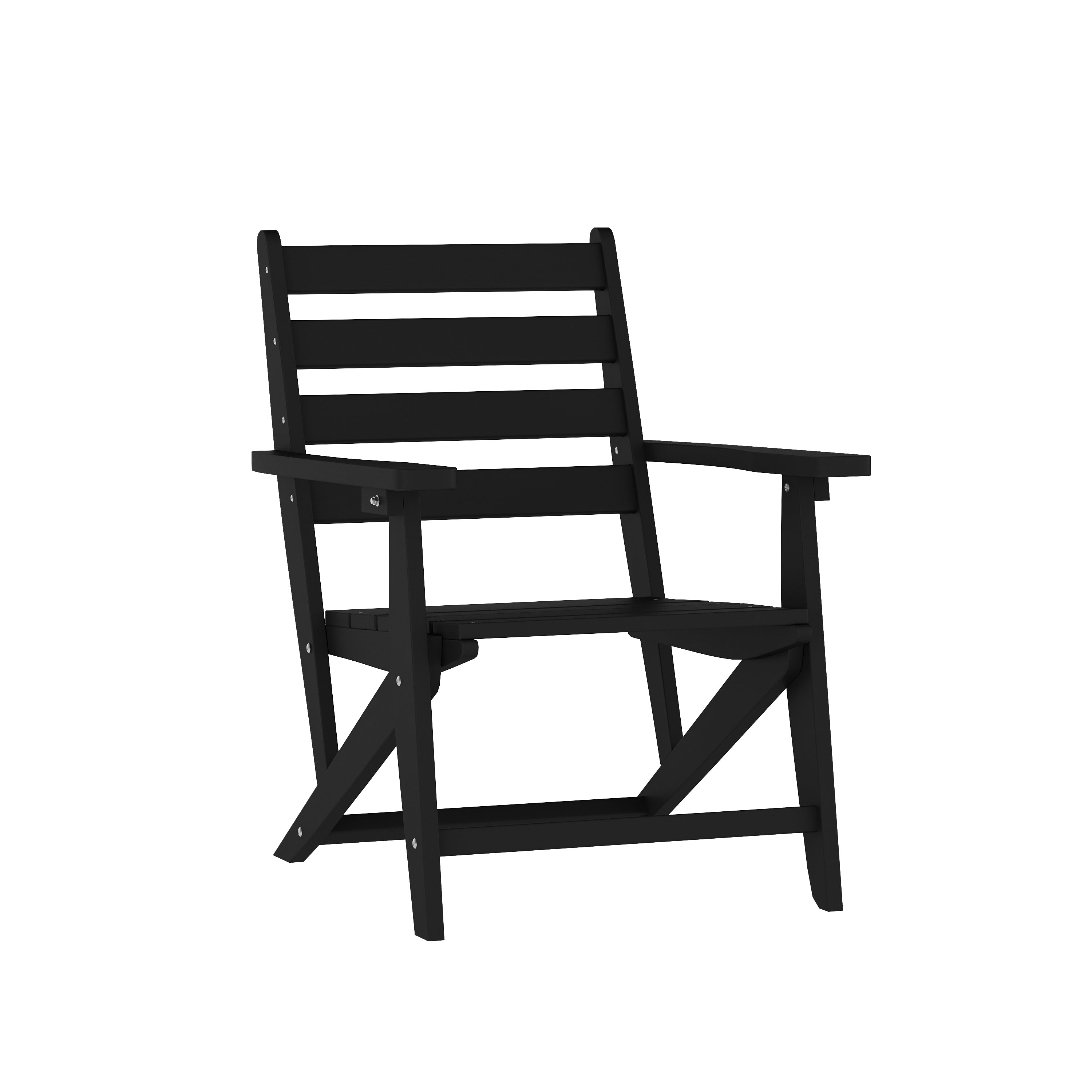 Tolleson Commercial 7 Piece Adirondack Dining Set with 72" Rectangle Indoor/Outdoor Recycled HDPE Table and 6 Chairs with Cupholders in Black